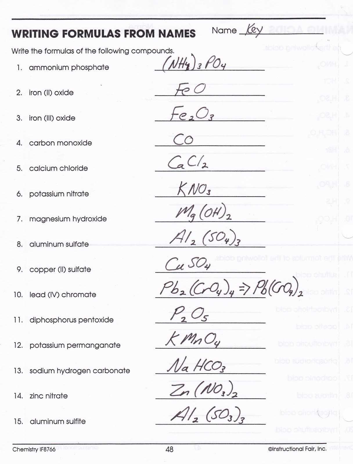 Naming Chemical Compounds Worksheet and Naming Ionic Pounds and Writing Ionic formulas Worksheet Answers