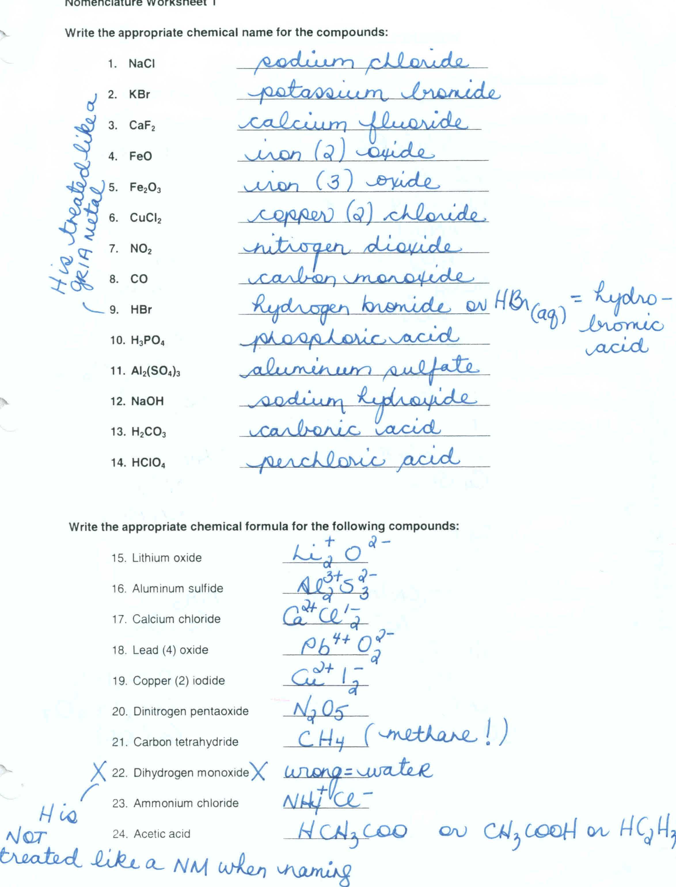 Naming Chemical Compounds Worksheet or Naming Acids and Bases Worksheet Kidz Activities