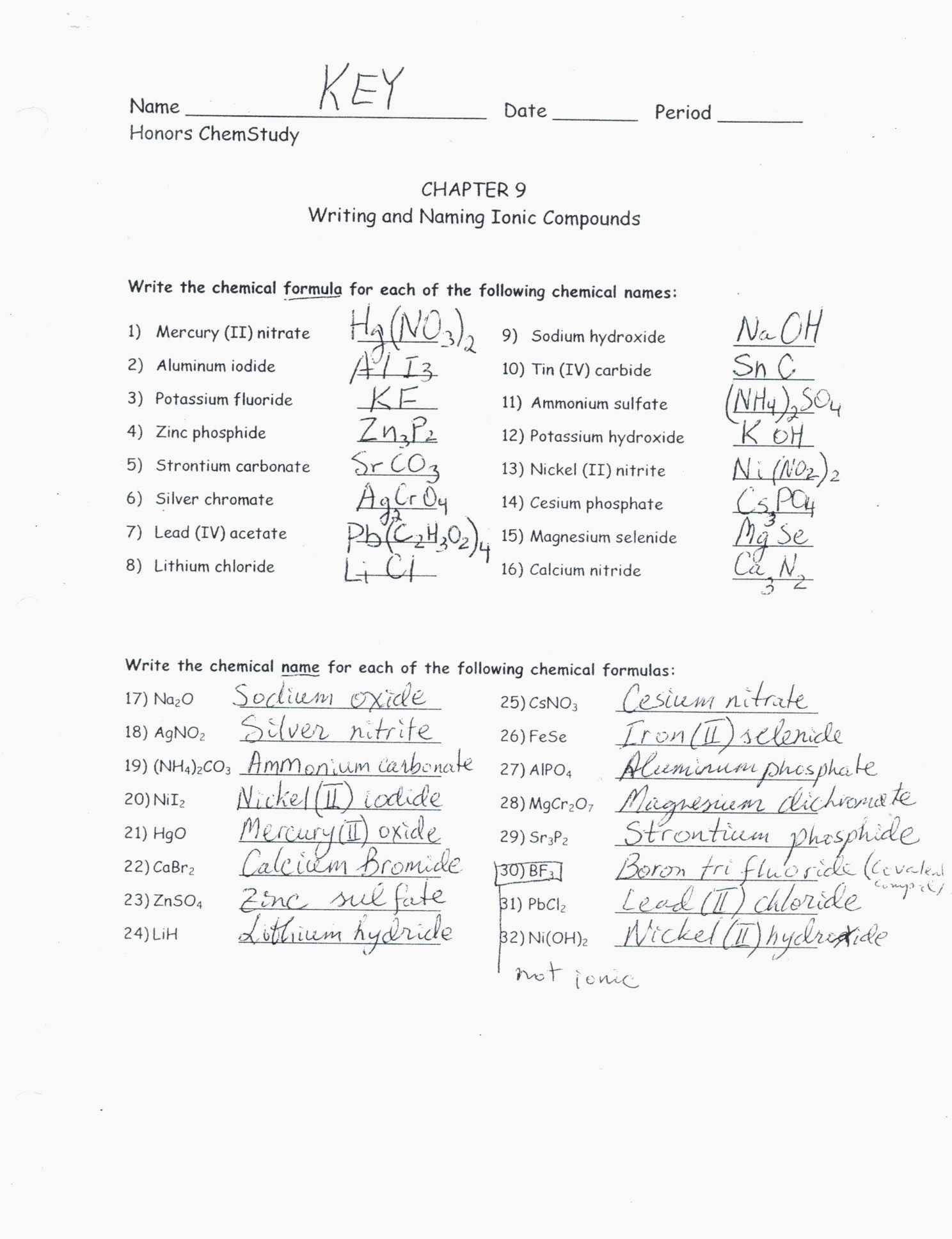 Naming Compounds Worksheet or Writing and Naming Binary Ionic Pounds Worksheet Answers Wp
