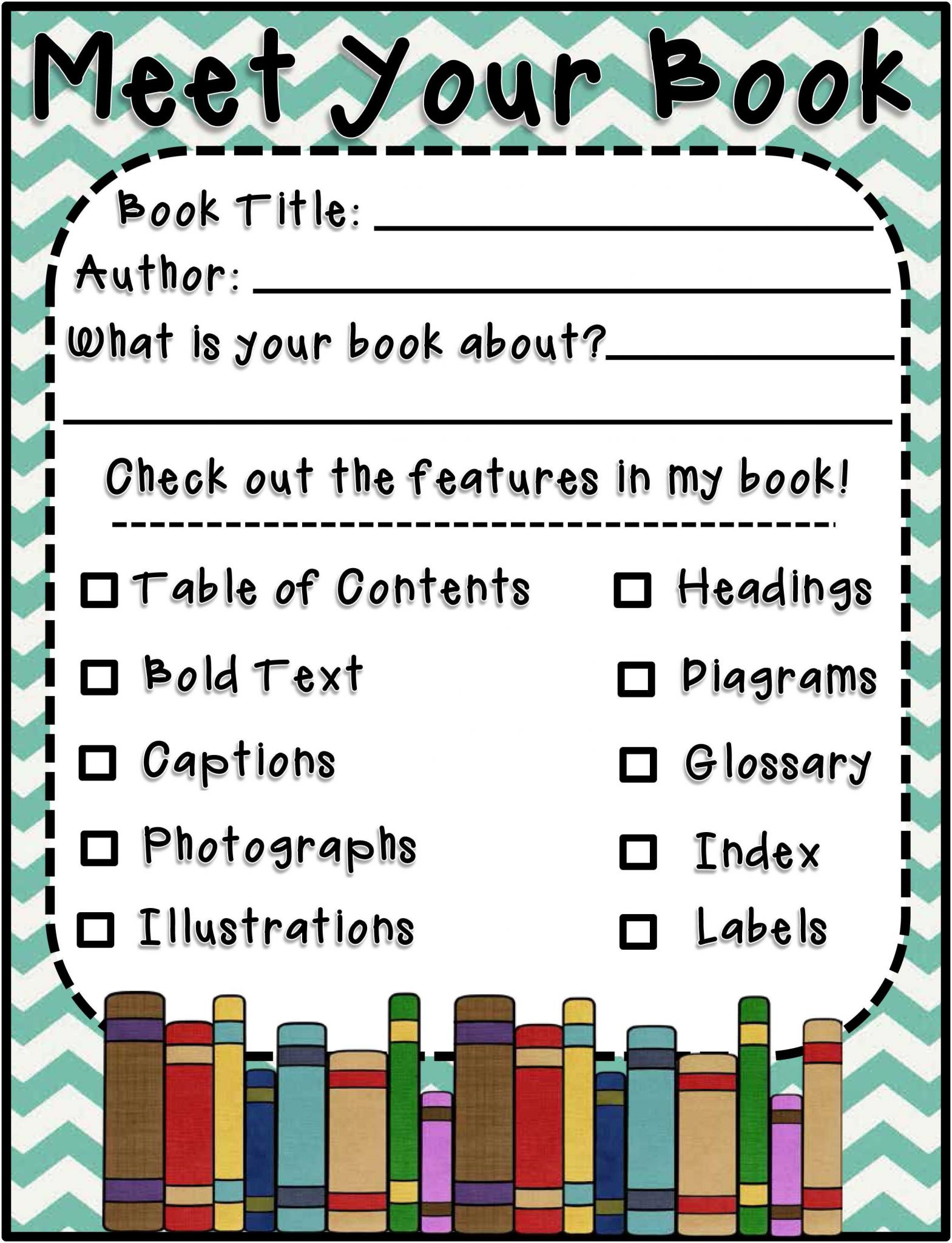 Nonfiction Text Features Worksheet with Nonfiction Anchor Chart