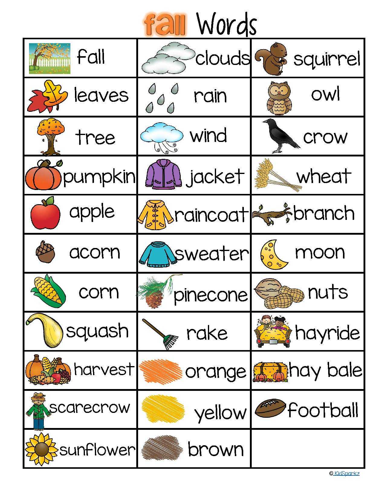 Note Reading Worksheets with Free Instant Of 32 Fall Words and Pictures Vocabulary