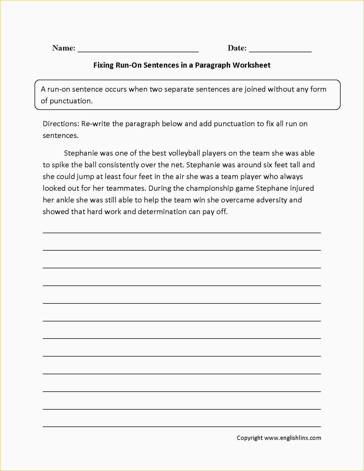 Paragraph Editing Worksheets Also Writing A topic Sentence Worksheet