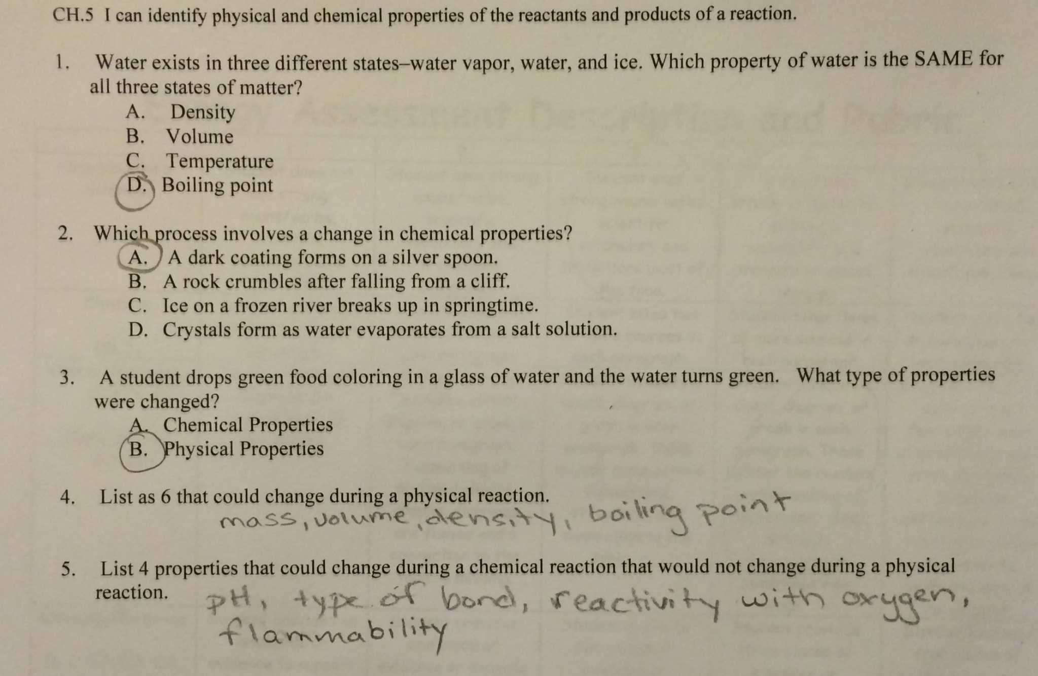 Physical and Chemical Properties and Changes Worksheet Answers or Physical and Chemical Changes Worksheet Answers Image Collections