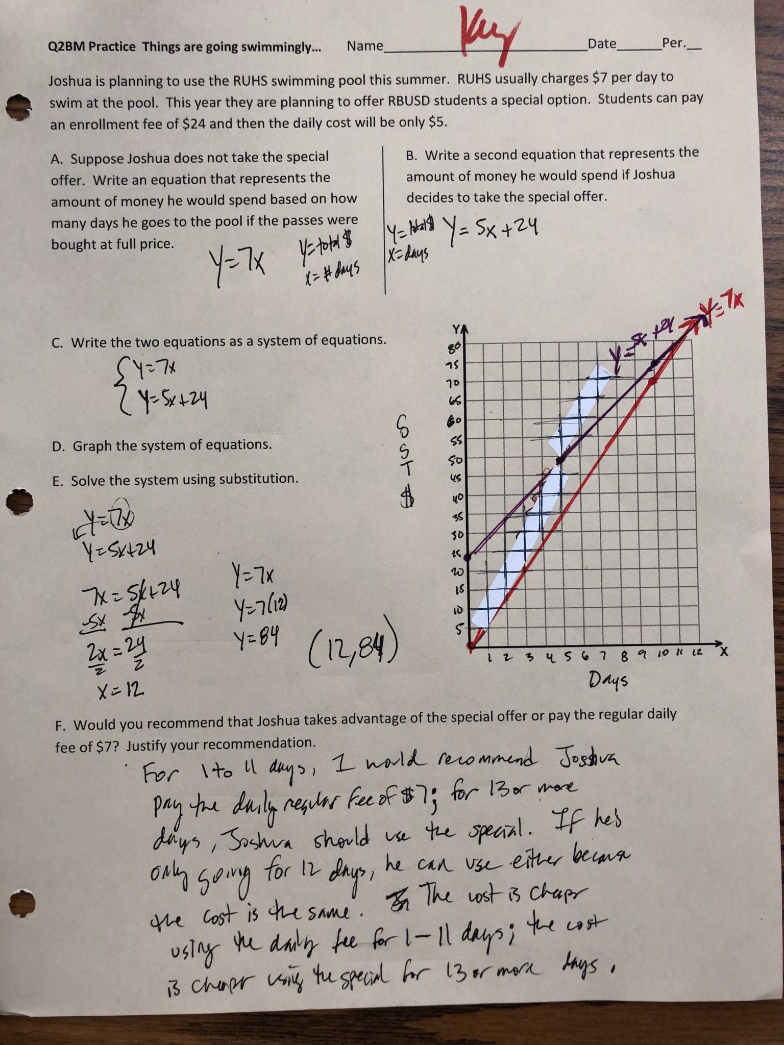 Practice Worksheet solving Systems with Matrices Answers Also Adams Middle School