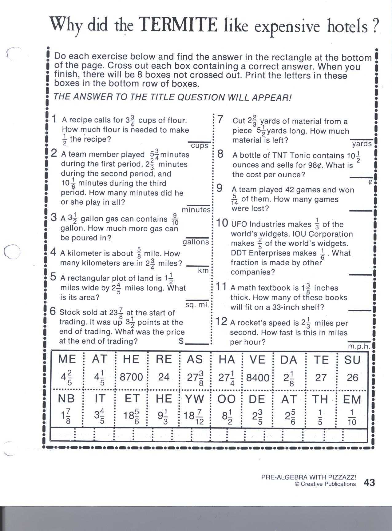 Pre Algebra Worksheets with Answer Key together with Did You Hear About Math Worksheet Inequalities Fresh Pizzazz Math