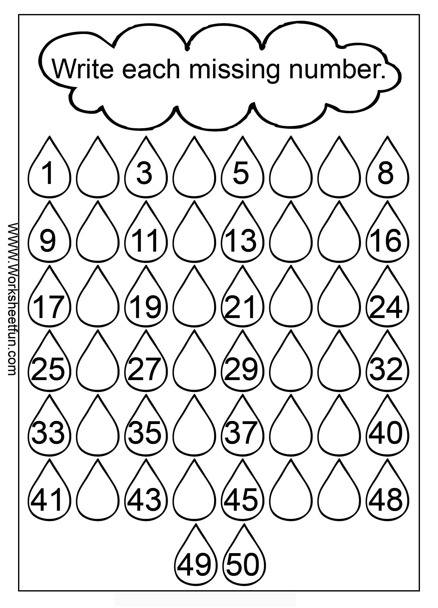 Pre K Math Worksheets and Missing Numbers 1 50 3 Worksheets Sight Has Lots Of Good Math