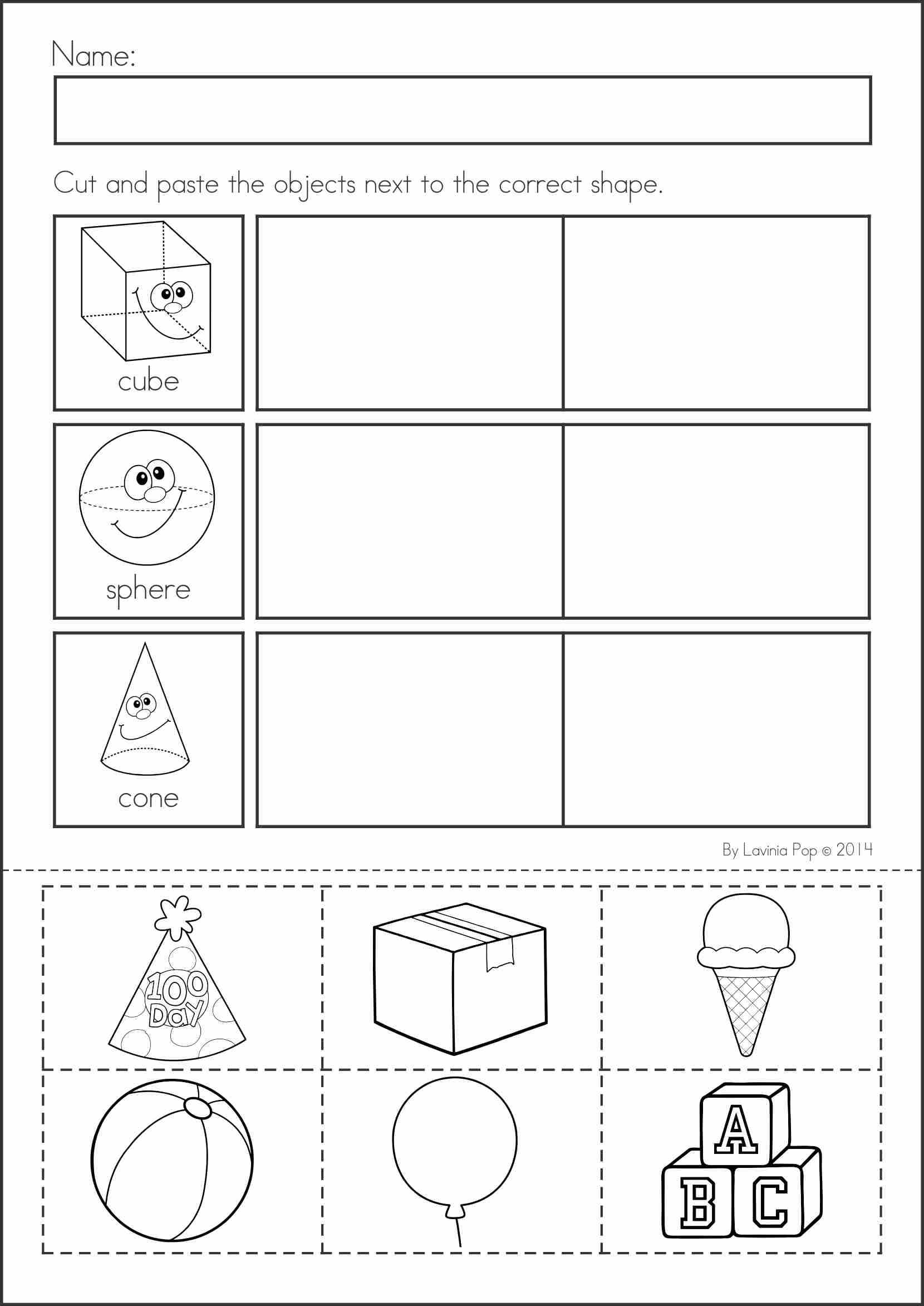 Pre K Shapes Worksheets and Kindergarten Basic Shapes Worksheets Circle forrten Math sorting