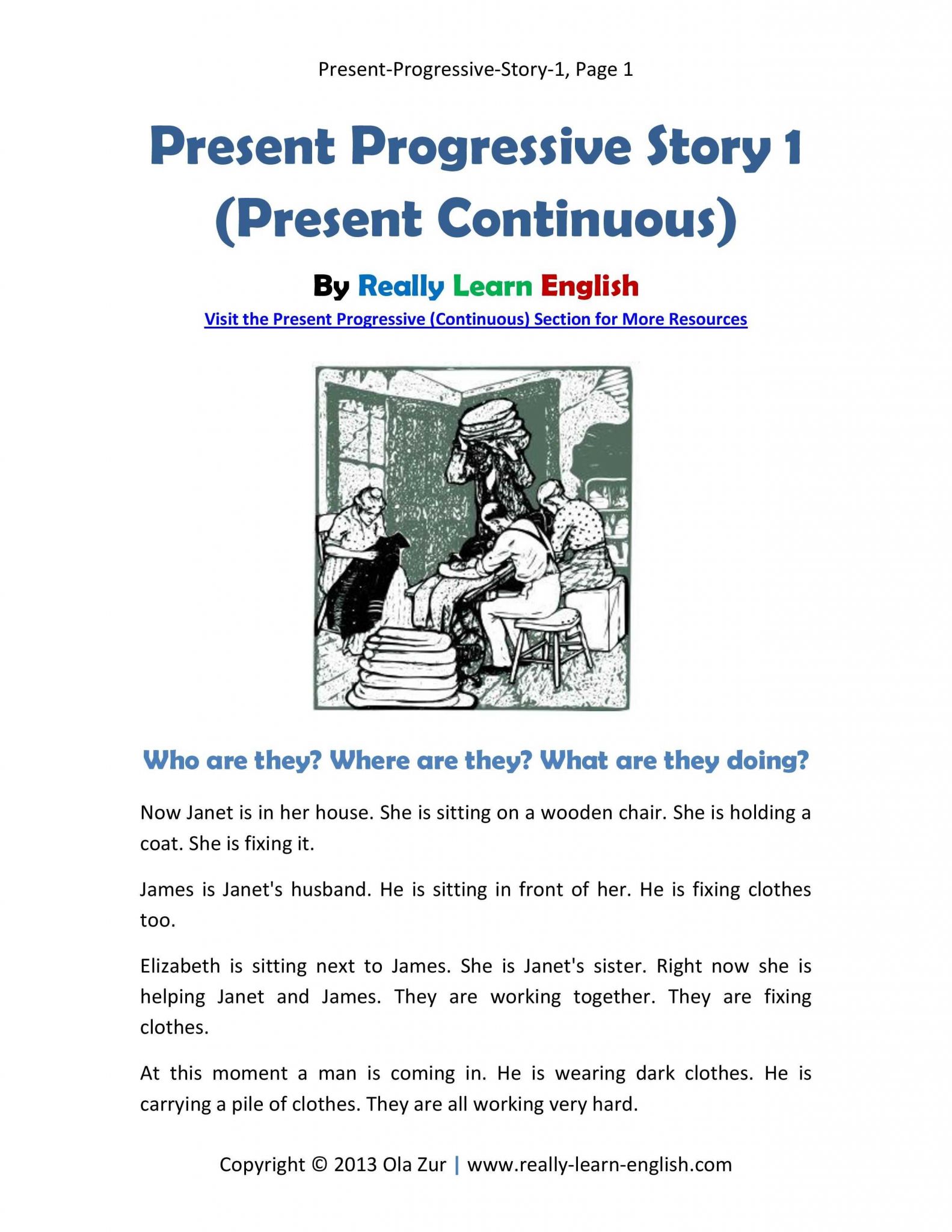 Present Progressive Worksheets as Well as Free Printable Story and Exercises to Practice the Present