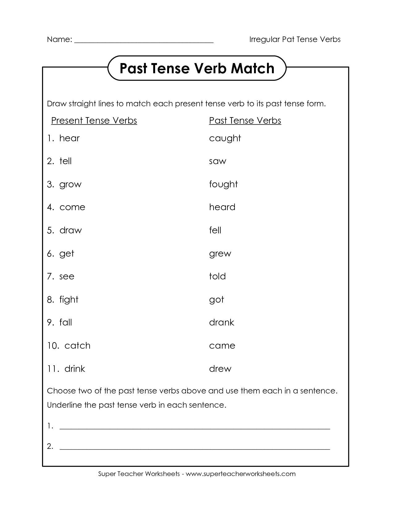 Preterite Practice Worksheet with 38 Irregular Past Tense Verbs Worksheet Irregular Past Tense Verbs