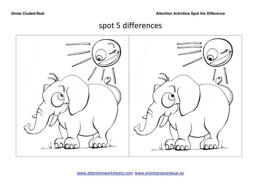 Printable English Worksheets with Spot the Difference Worksheet