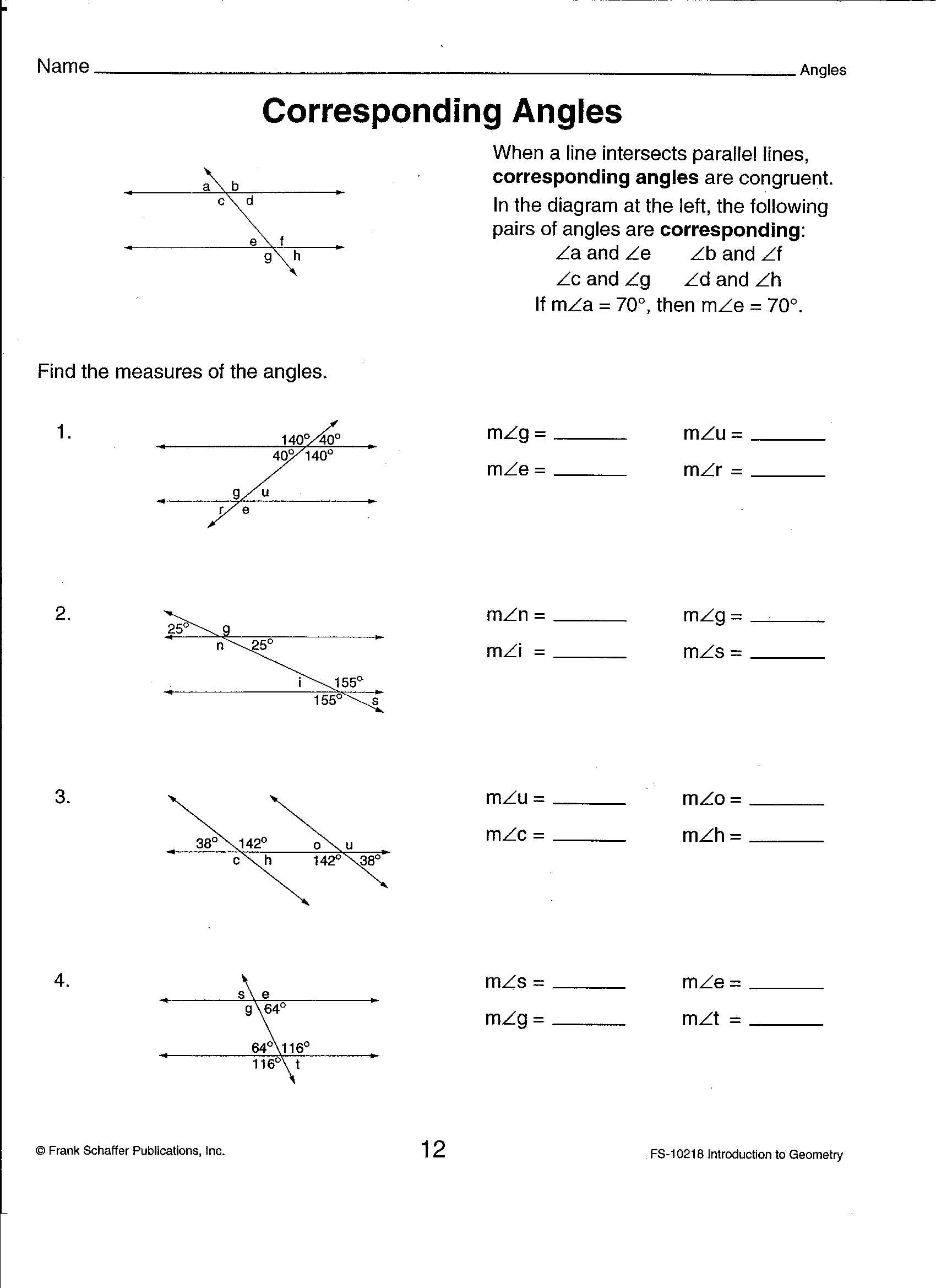 Proving Parallel Lines Worksheet with Answers Along with Proving Parallel Lines Worksheet with Answers