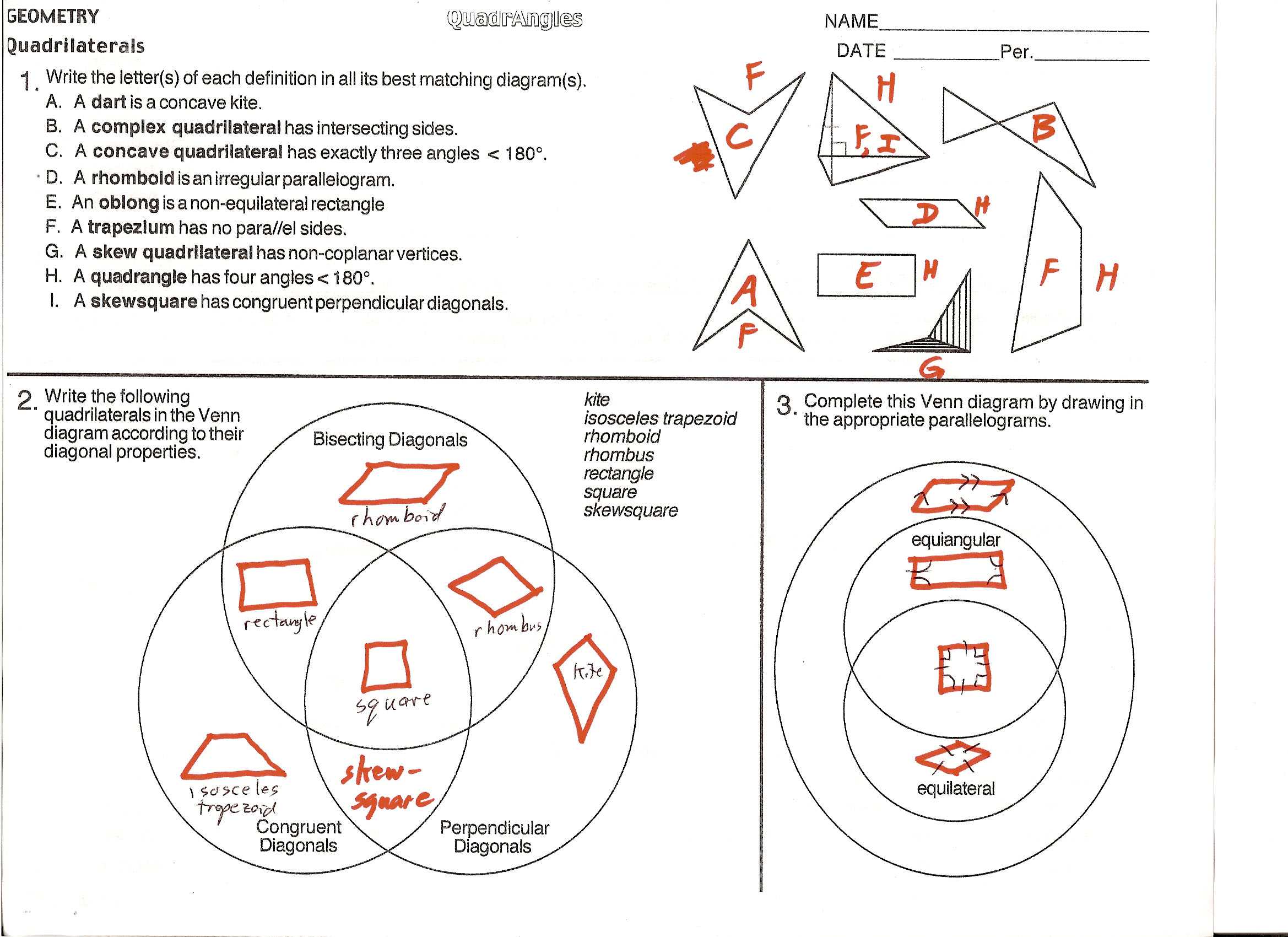 Quadrilaterals 3rd Grade Worksheets Along with Gebhard Curt G S