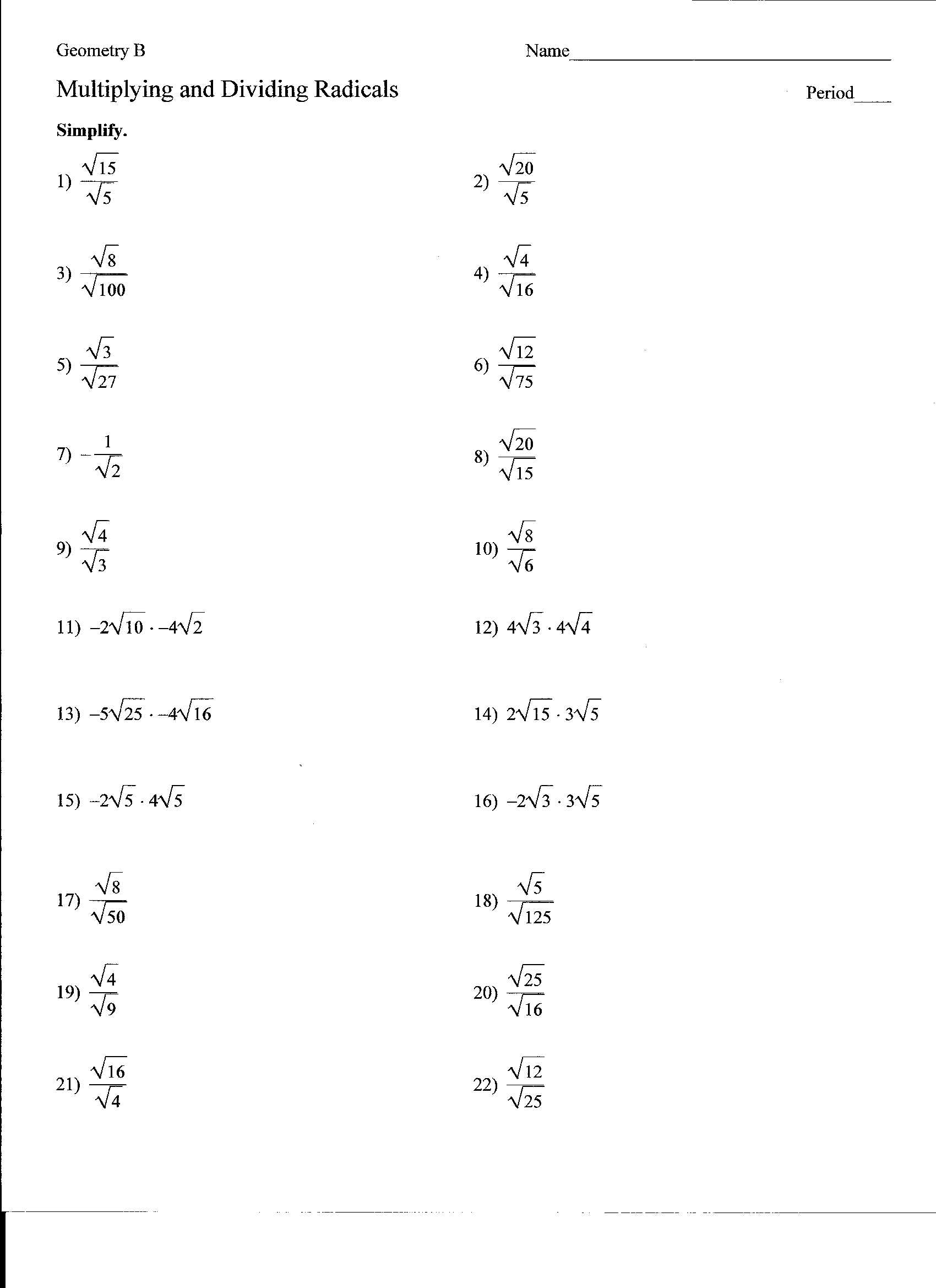 Rational Expressions Worksheet Algebra 2 together with Simplifying Square Roots Worksheet Answers Download