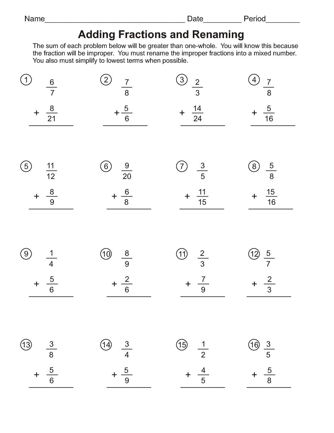 Reducing Fractions to Lowest Terms Worksheets Along with Worksheet Subtracting Fractions with Unlike Denominators New Adding