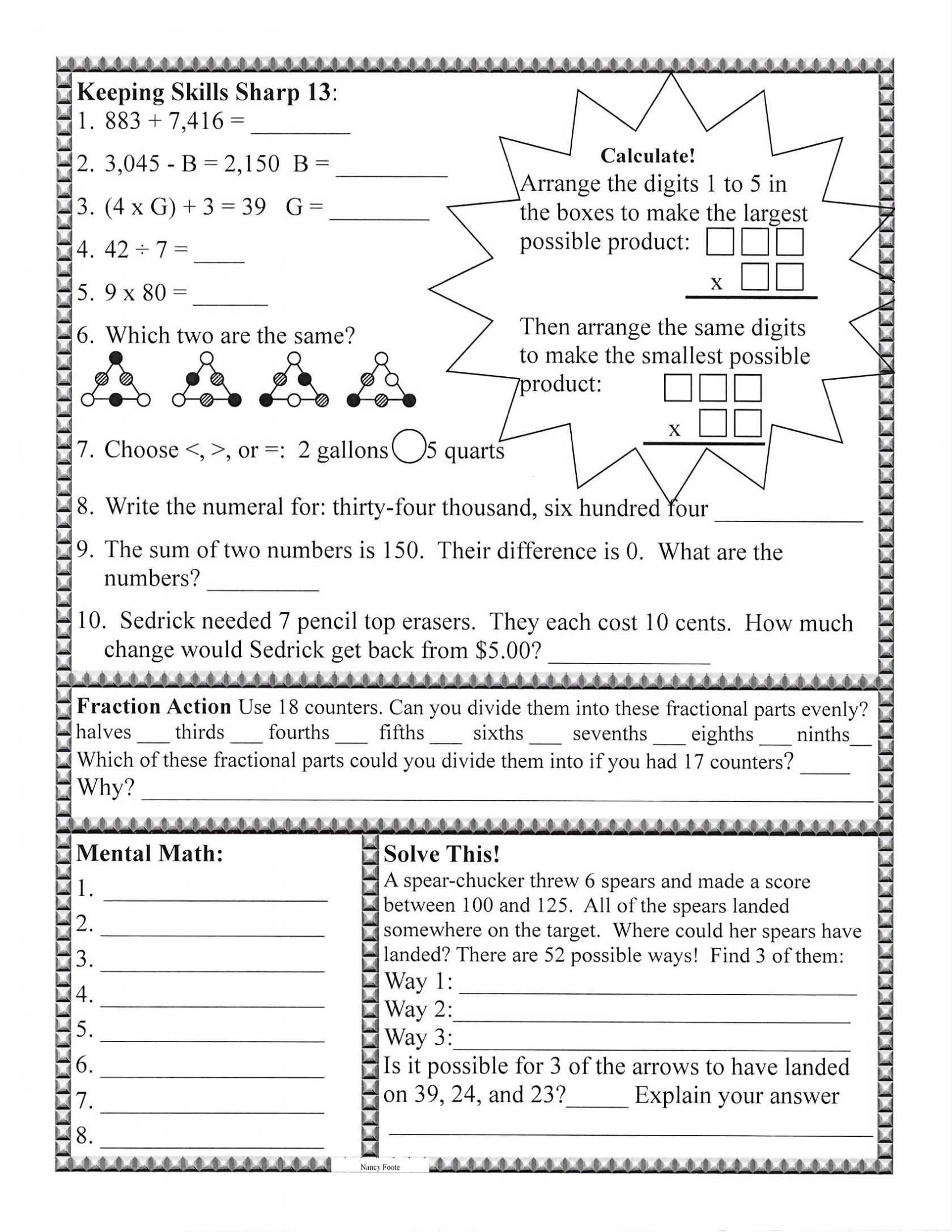 Sat Math Practice Worksheets and Kids Grade 4 Homework Sheets Math Addition Worksheets Th Grade
