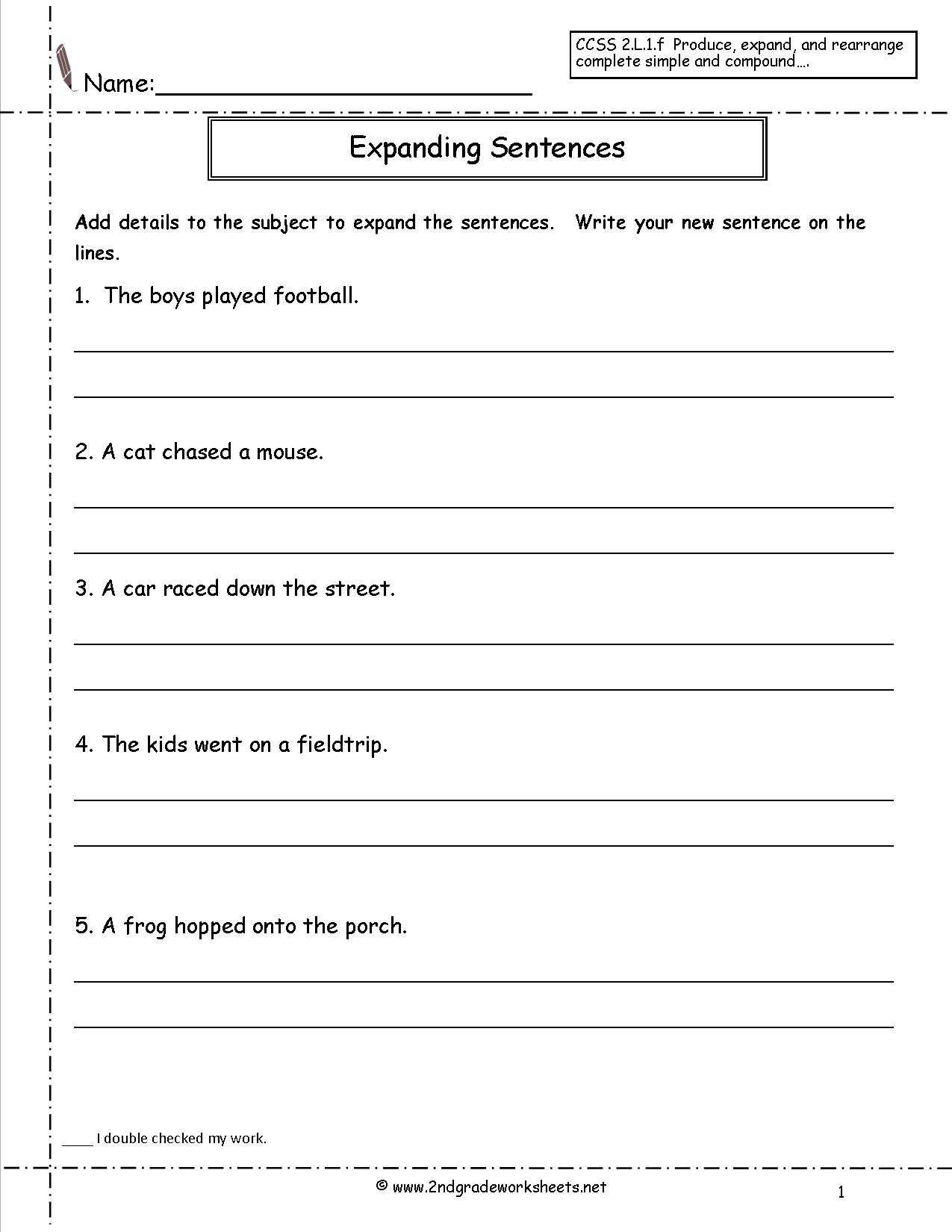 Sentence Building Worksheets for Kindergarten Along with Collection Of Free Printable Writing Sentences Worksheets for