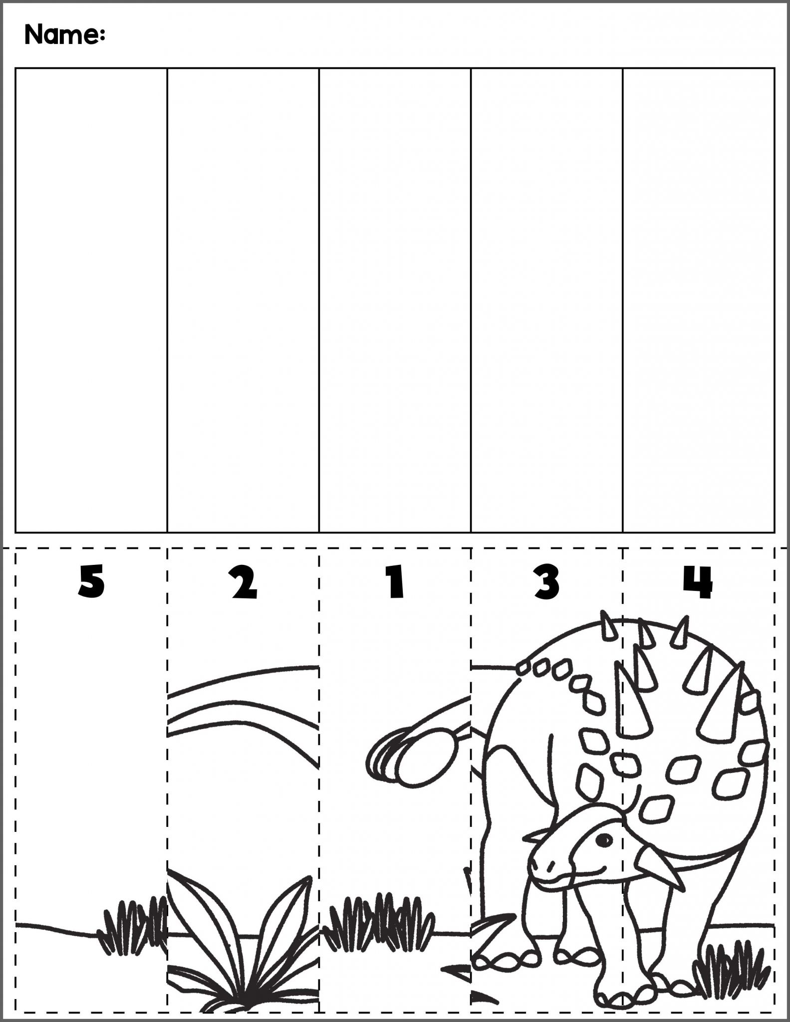 Sequencing Worksheets for Kindergarten or Dinosaur Scene Number Sequence Group 4