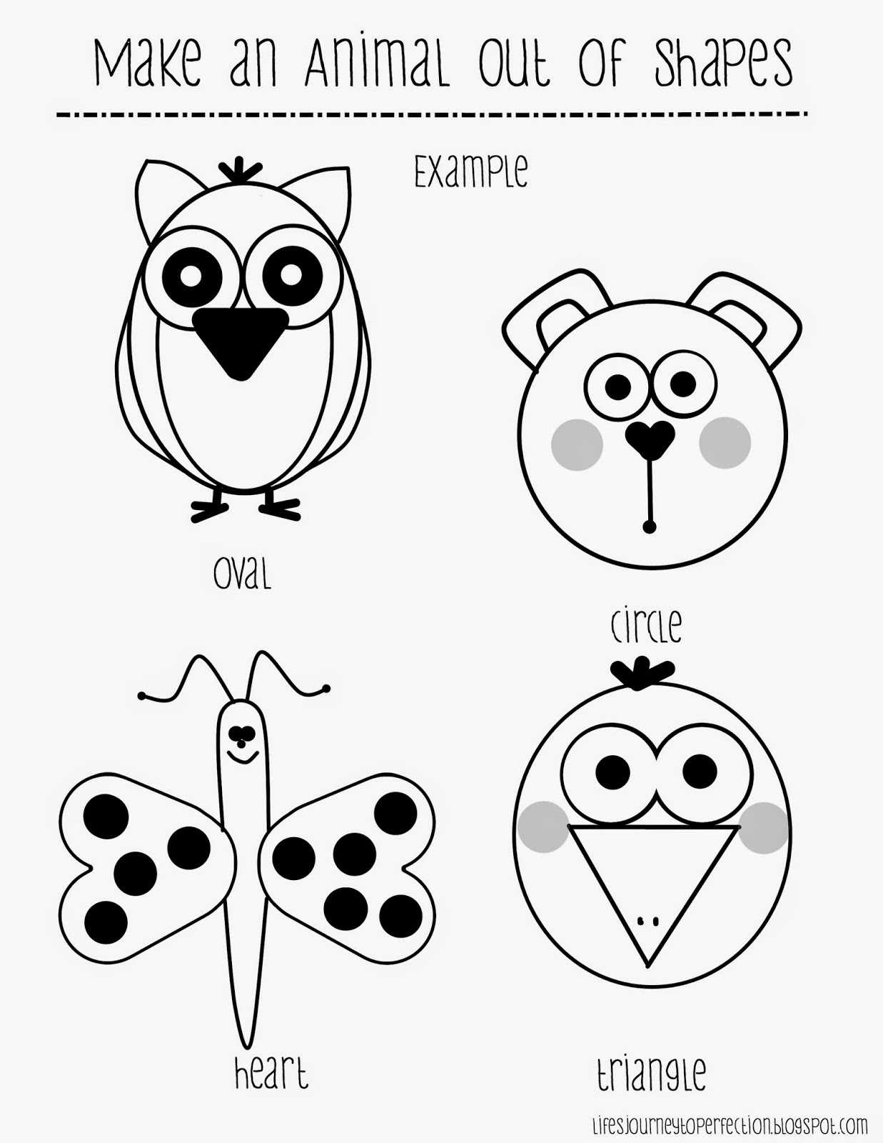 Shapes Worksheets for Preschool Along with Life S Journey to Perfection Making Animal Drawings Out