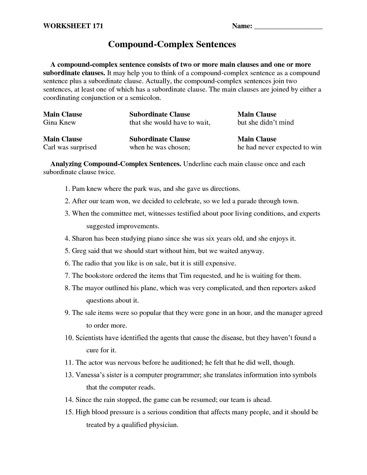 Simple Compound and Complex Sentences Worksheet Pdf with Answers or 36 Simple Pound and Plex Sentences Worksheet Pound Plex