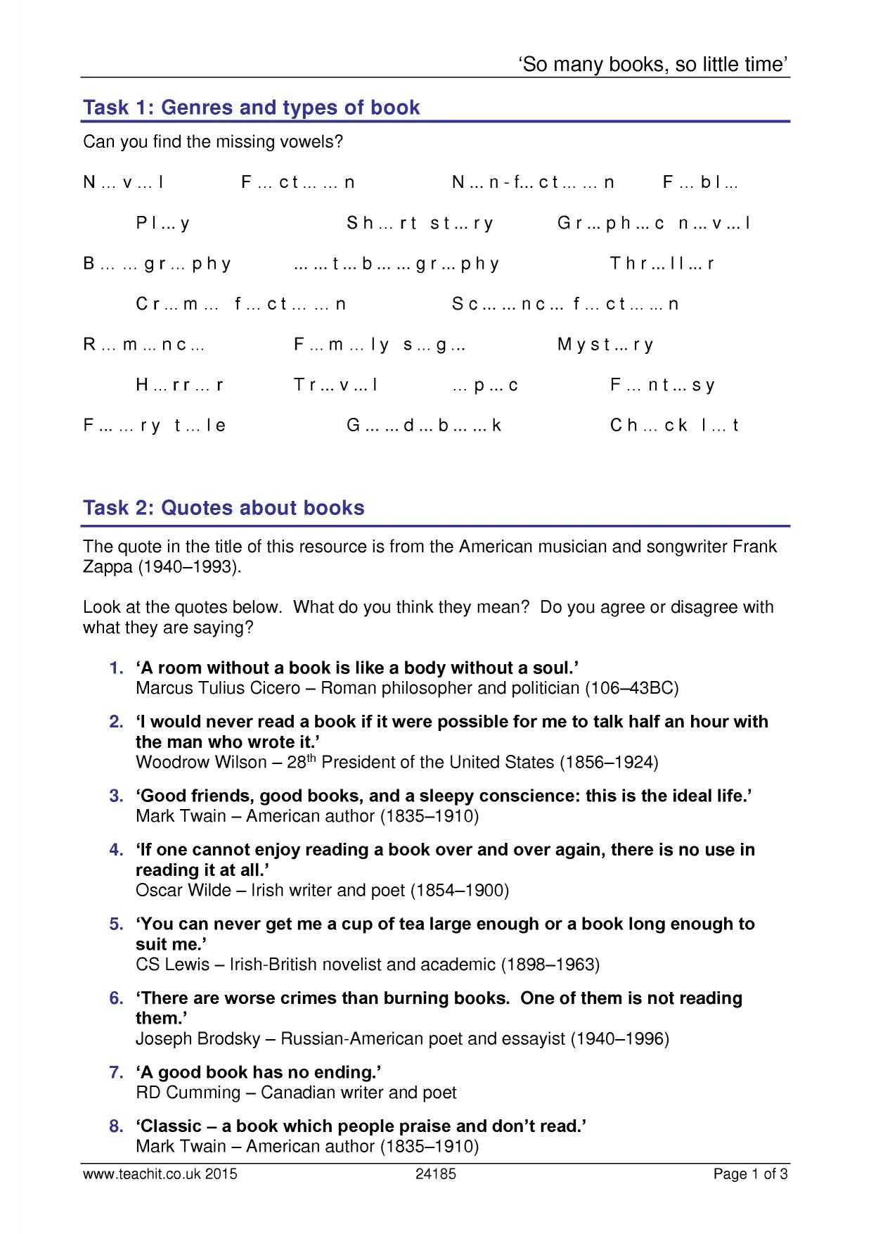 Skills Worksheet Directed Reading A Answer Key Also Ks3 Reading Independent Reading
