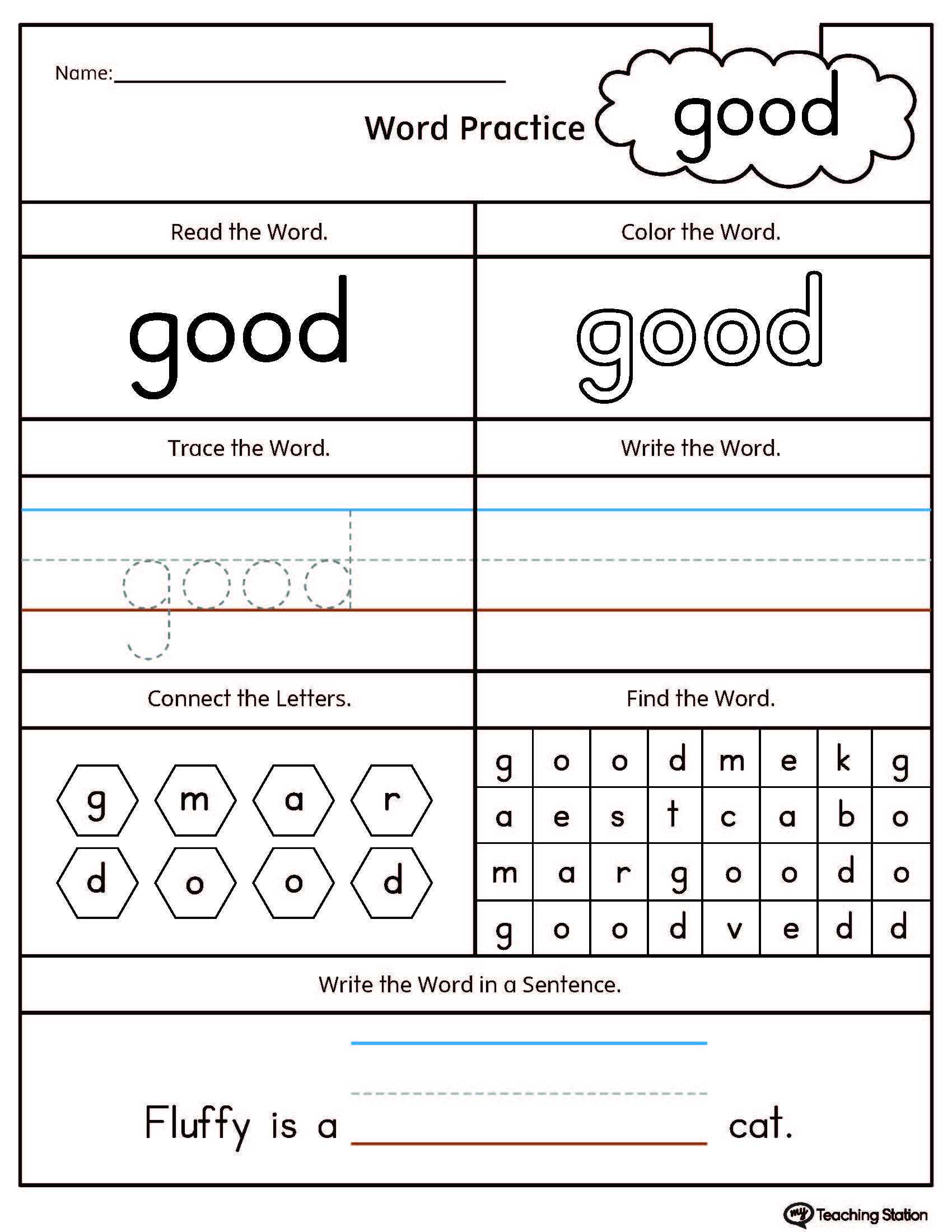 Social Skills Worksheets for Kids with Kindergarten High Frequency Words Printable Worksheets