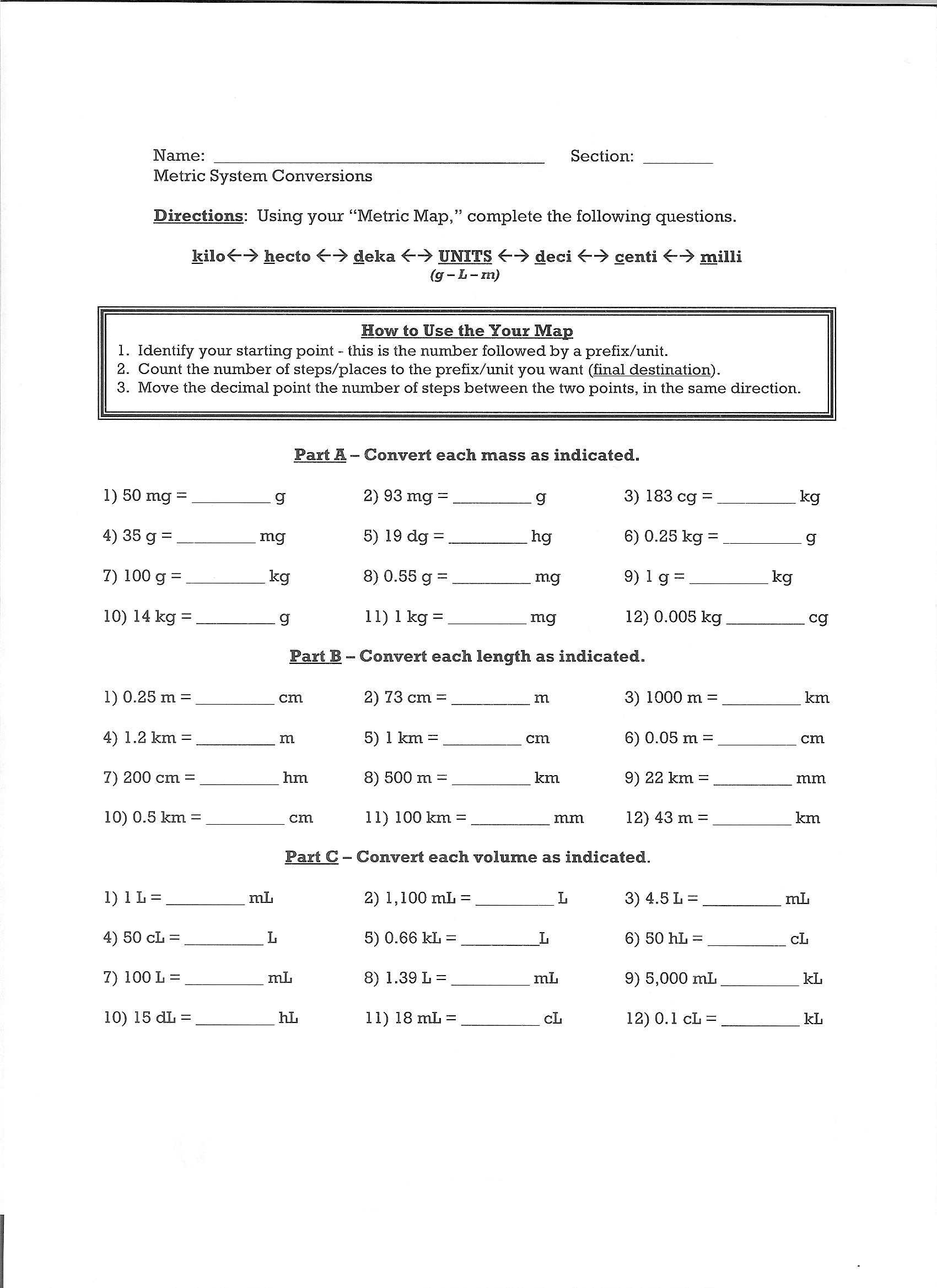 Solar System Worksheets Middle School with Metric System Worksheet Middle School the Best Worksheets Image
