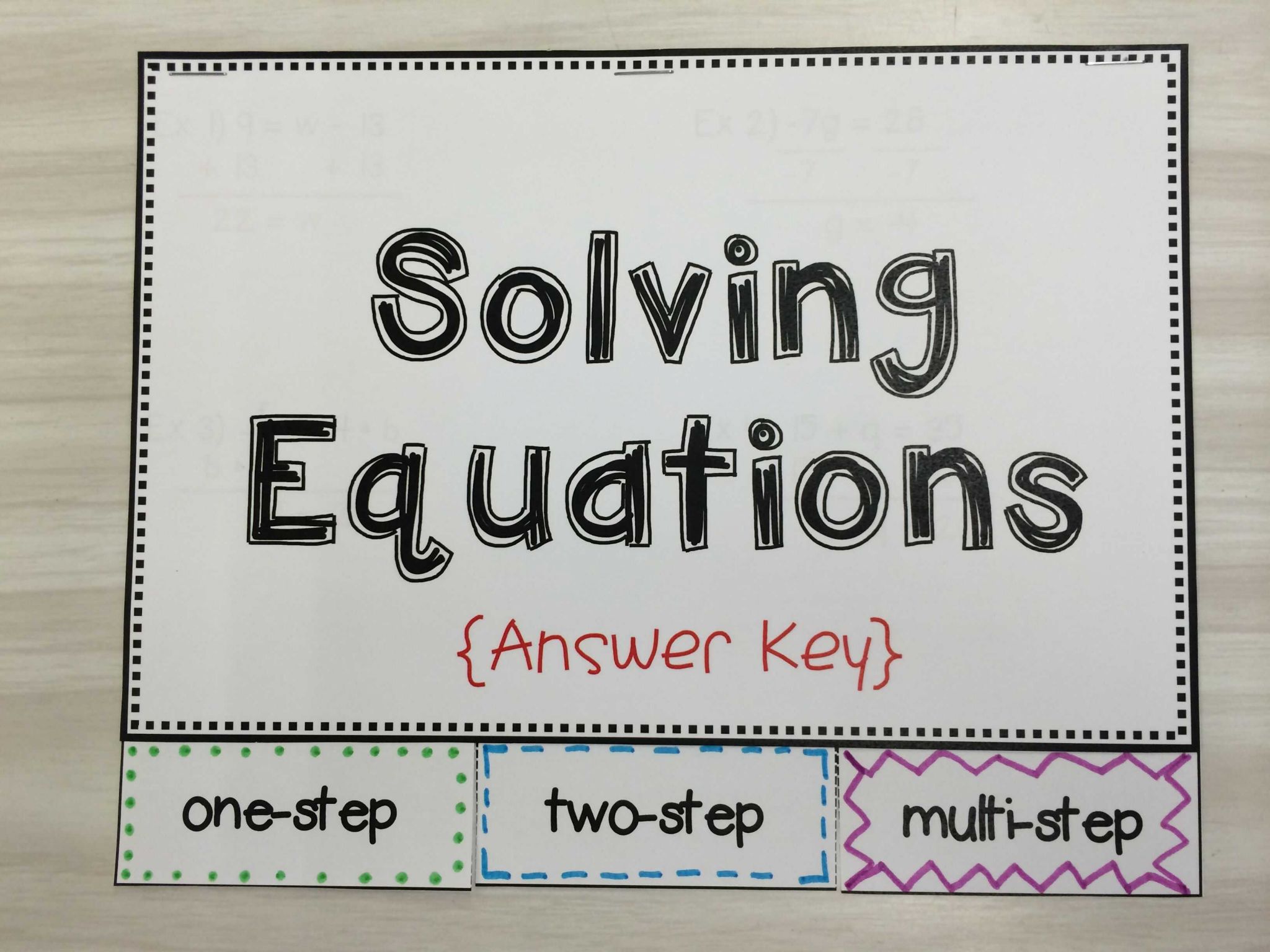 Solving Equations with Variables On Both Sides Worksheet Answers Along with Interactive Notebook Three Tab Book for solving One Step Two Step
