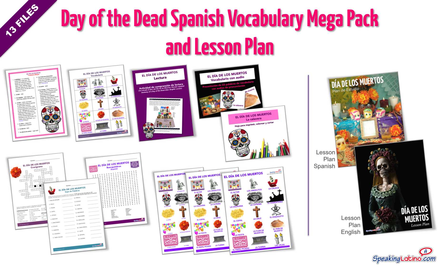 Spanish Worksheets for High School or Day Of the Dead Spanish Activity Mega Pack and Lesson Plan for
