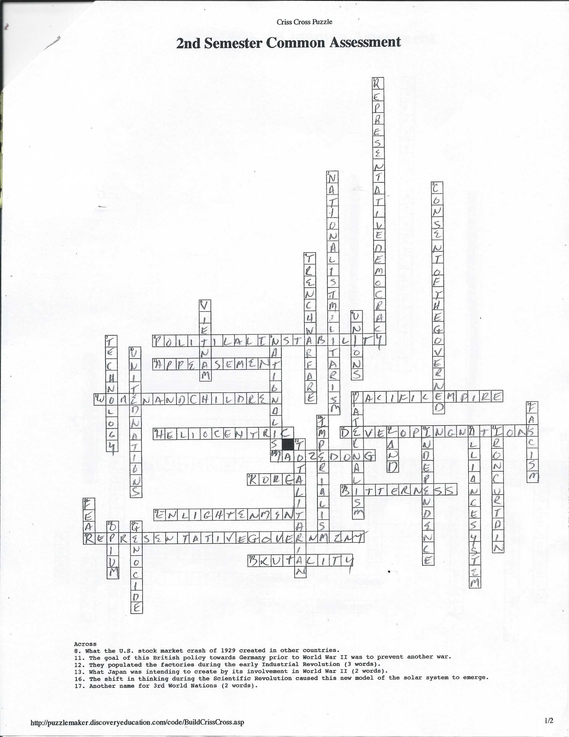 The Enlightenment Worksheet Answer Key and Crossword the Scientific Revolution Puzzle Answers and Enlightenment