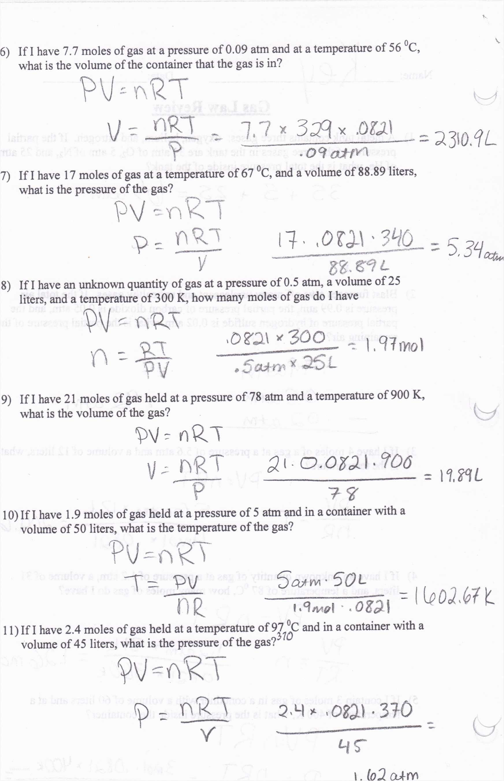 The Gas Laws Worksheet Along with Worksheet Boyle S Law Worksheet Answer Key Image Gas Laws