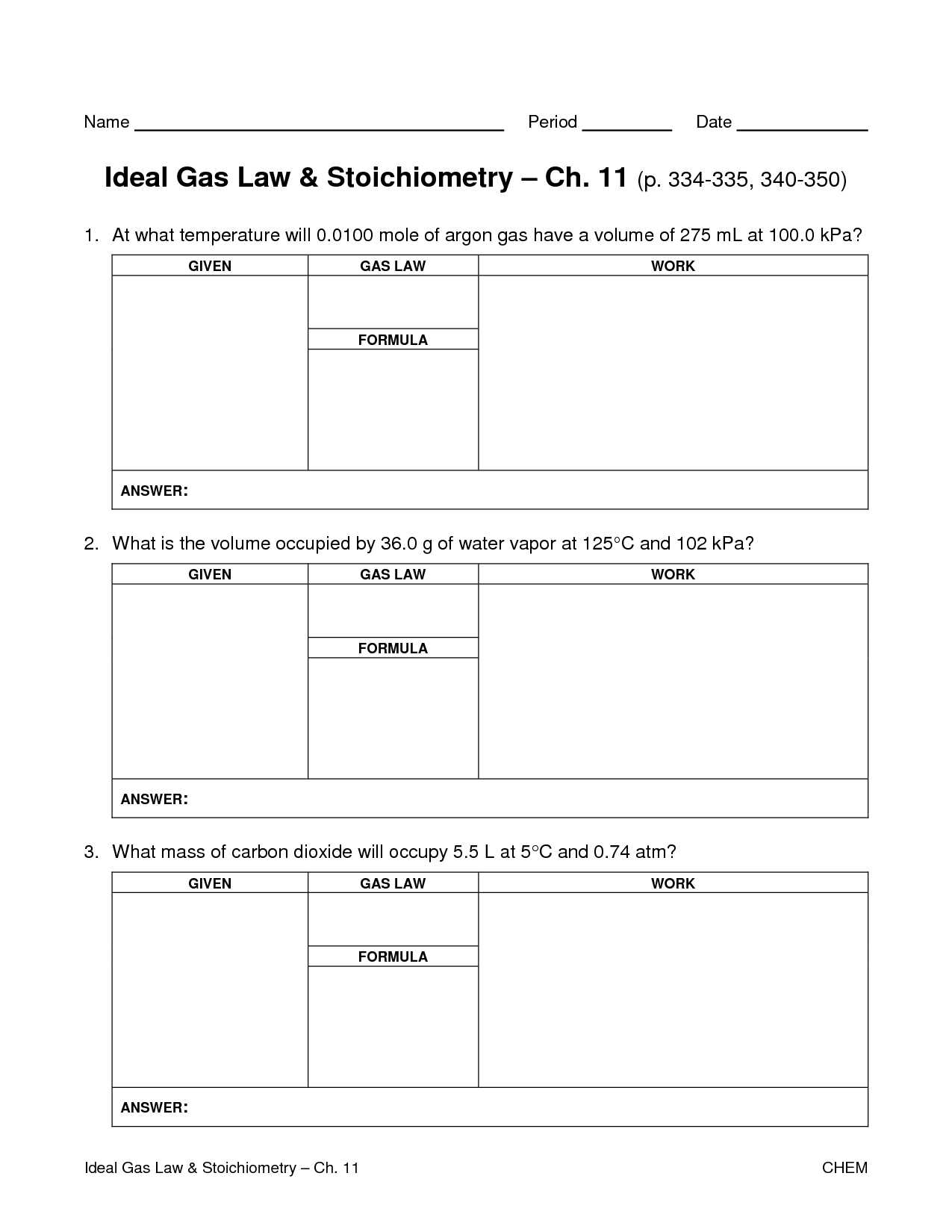 The Gas Laws Worksheet with Ideal Gas Law Worksheet 1 Answer Key Virtualdirfo