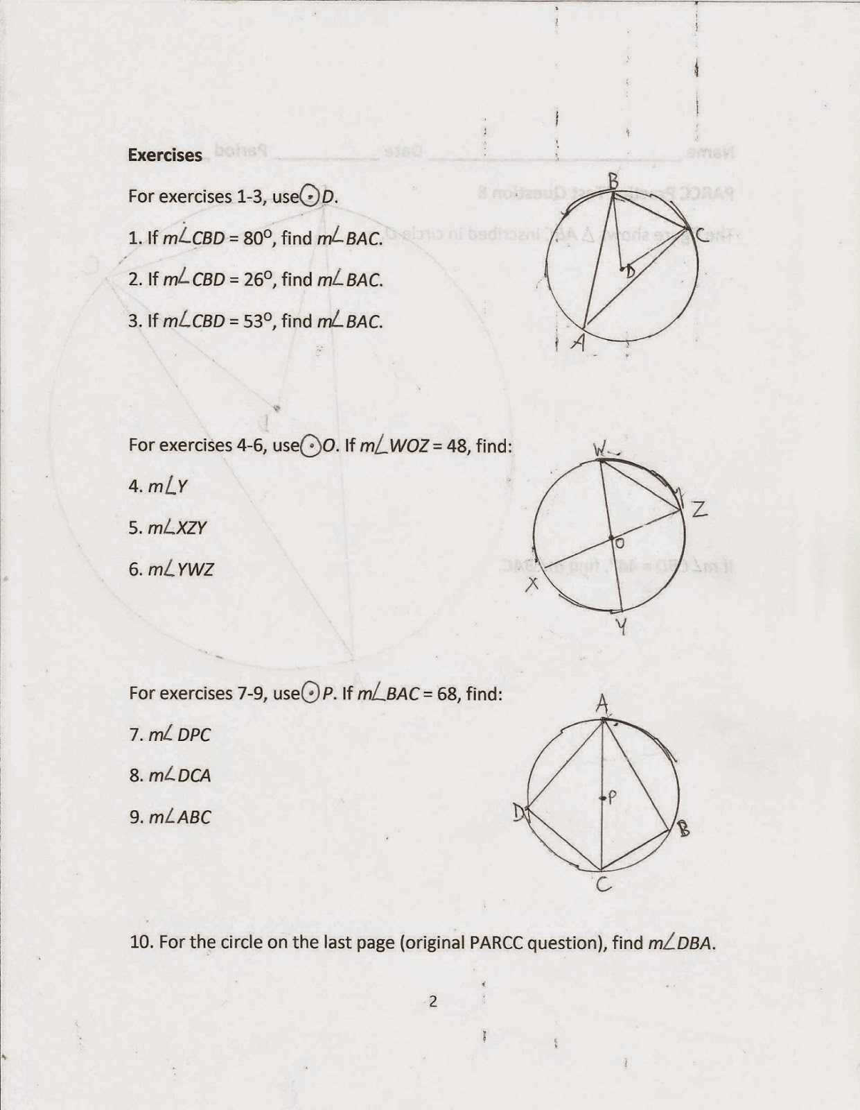 The Law Of Sines Worksheet and Geometry Mon Core Style April 2015