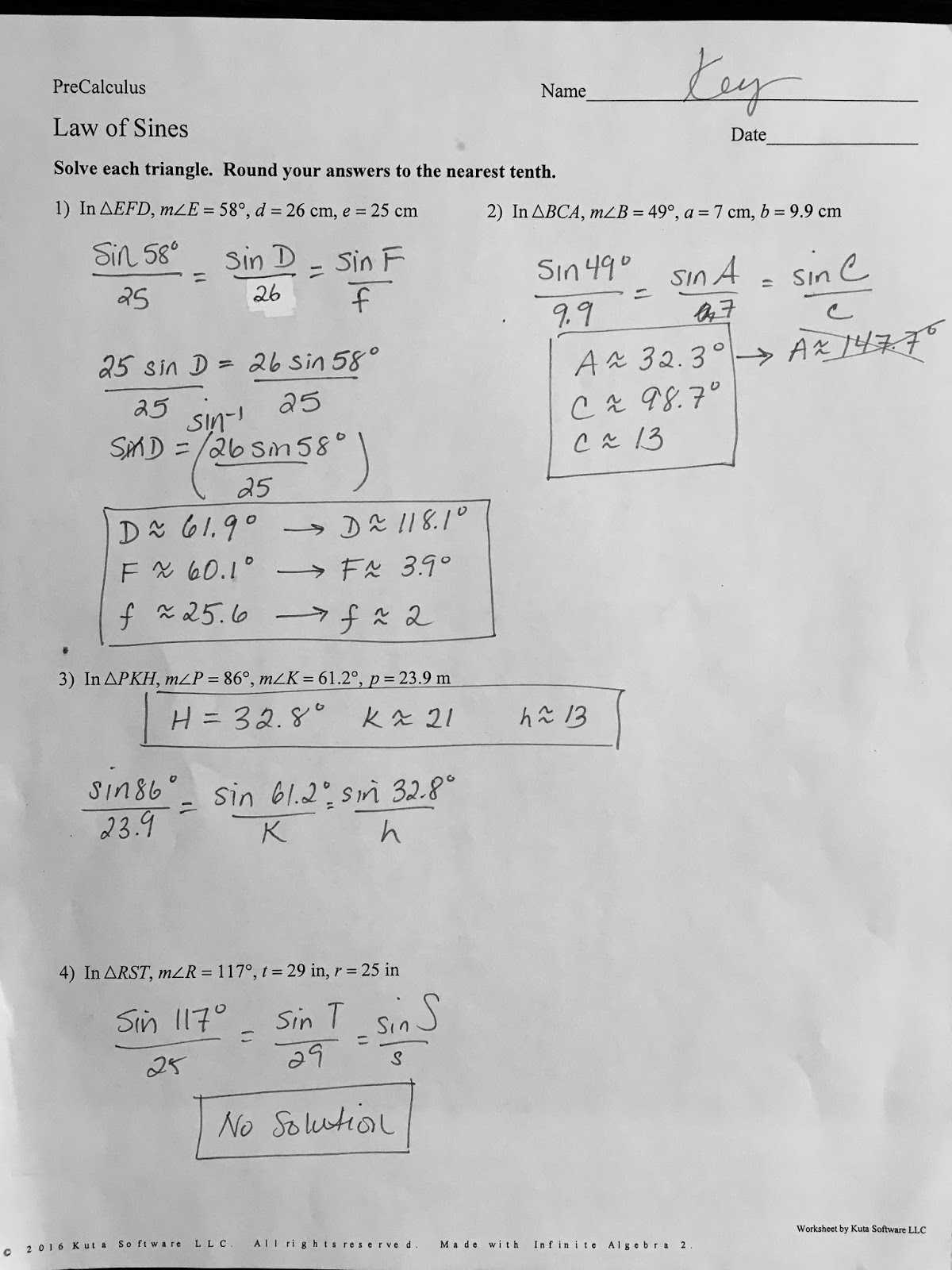 The Law Of Sines Worksheet or Law Sines and Cosines Worksheet – Math Worksheets 2018