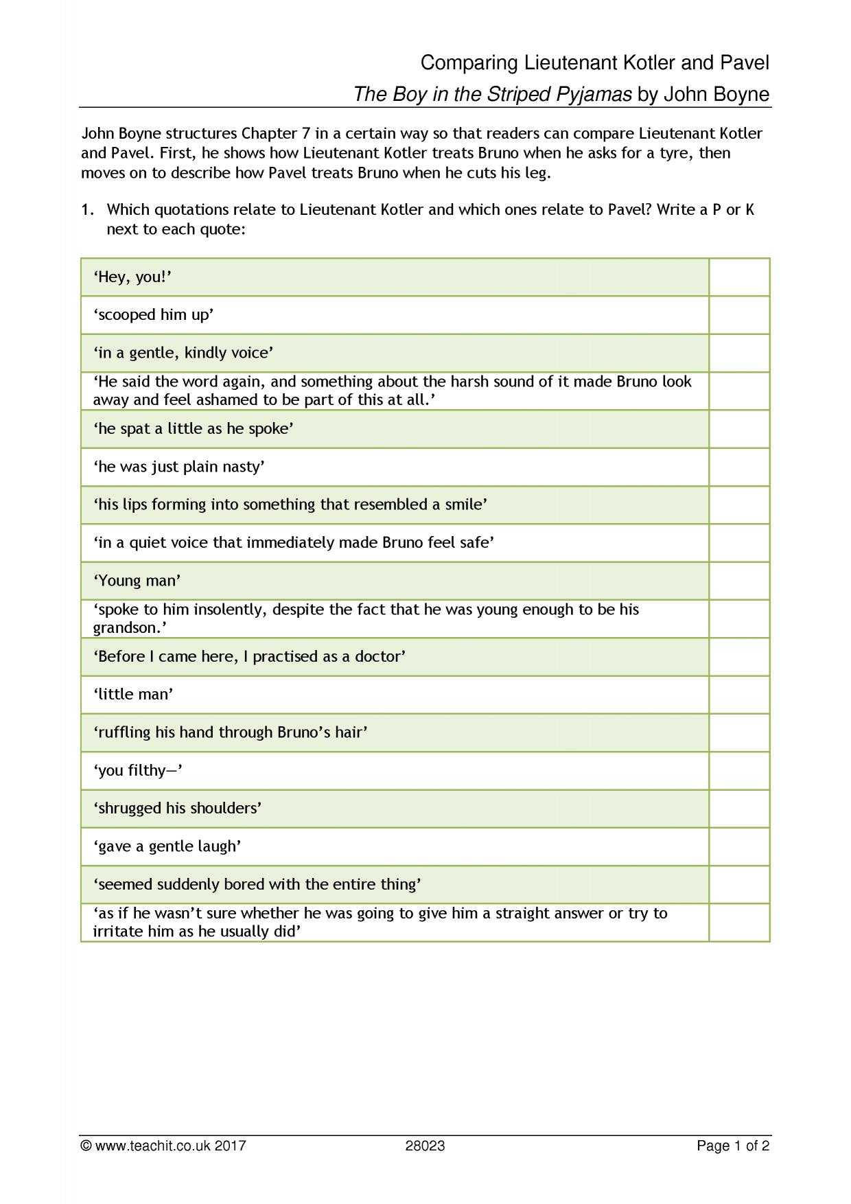 Theater Through the Ages Worksheet Answers Along with Ks3 Prose the Boy In the Striped Pyjamas
