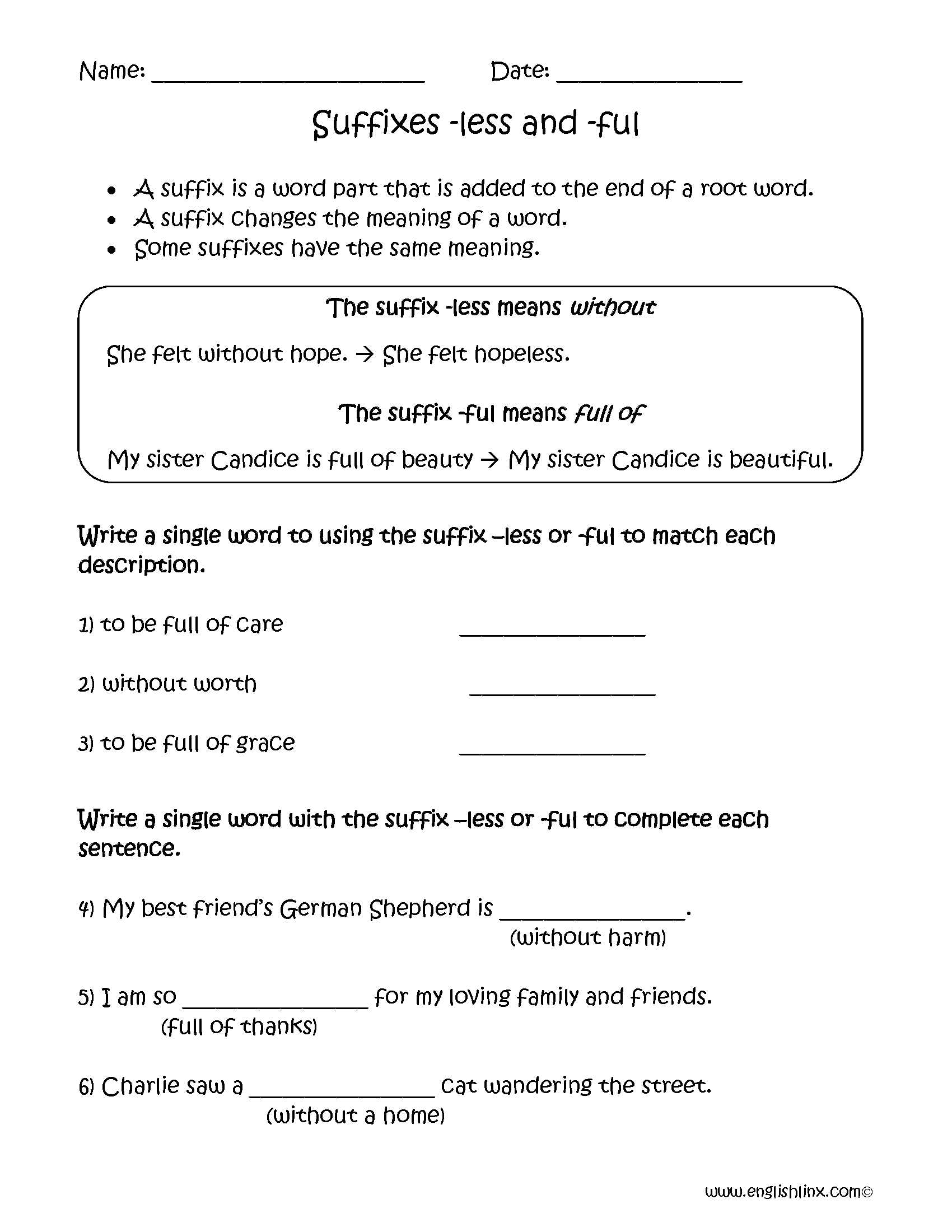 Unscramble Sentences Worksheets 1st Grade Along with Suffixes Less and Ful Worksheets Englishlinx Board