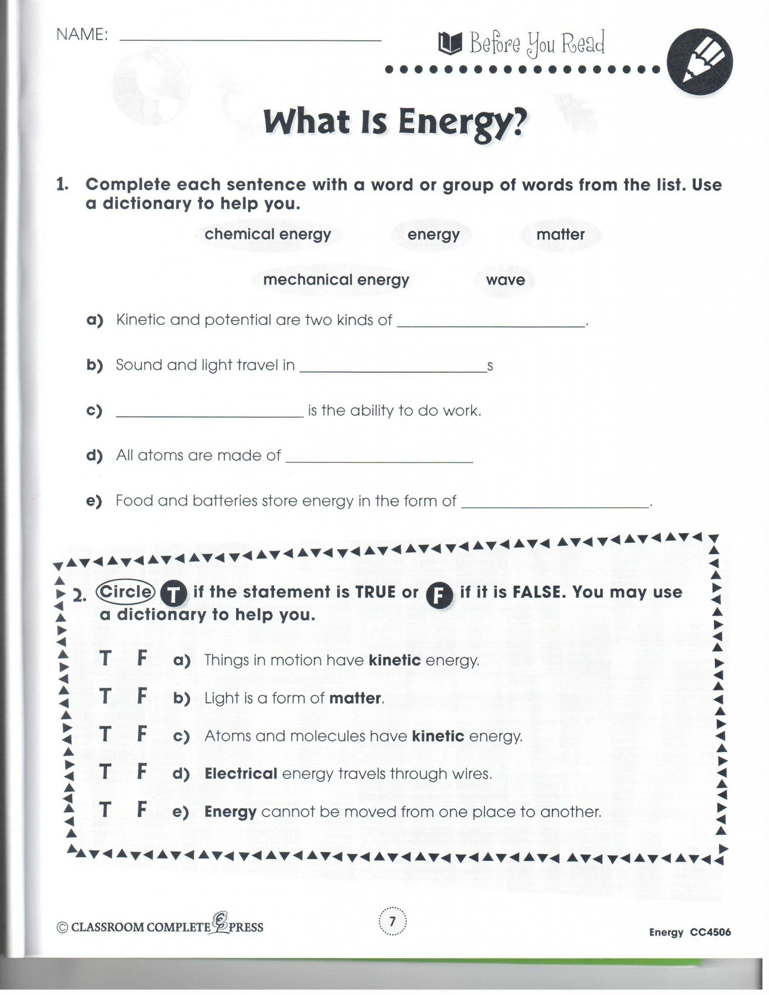 Wavelength Frequency and Energy Worksheet Answer Key Along with Chemical Energy Worksheet Middle School