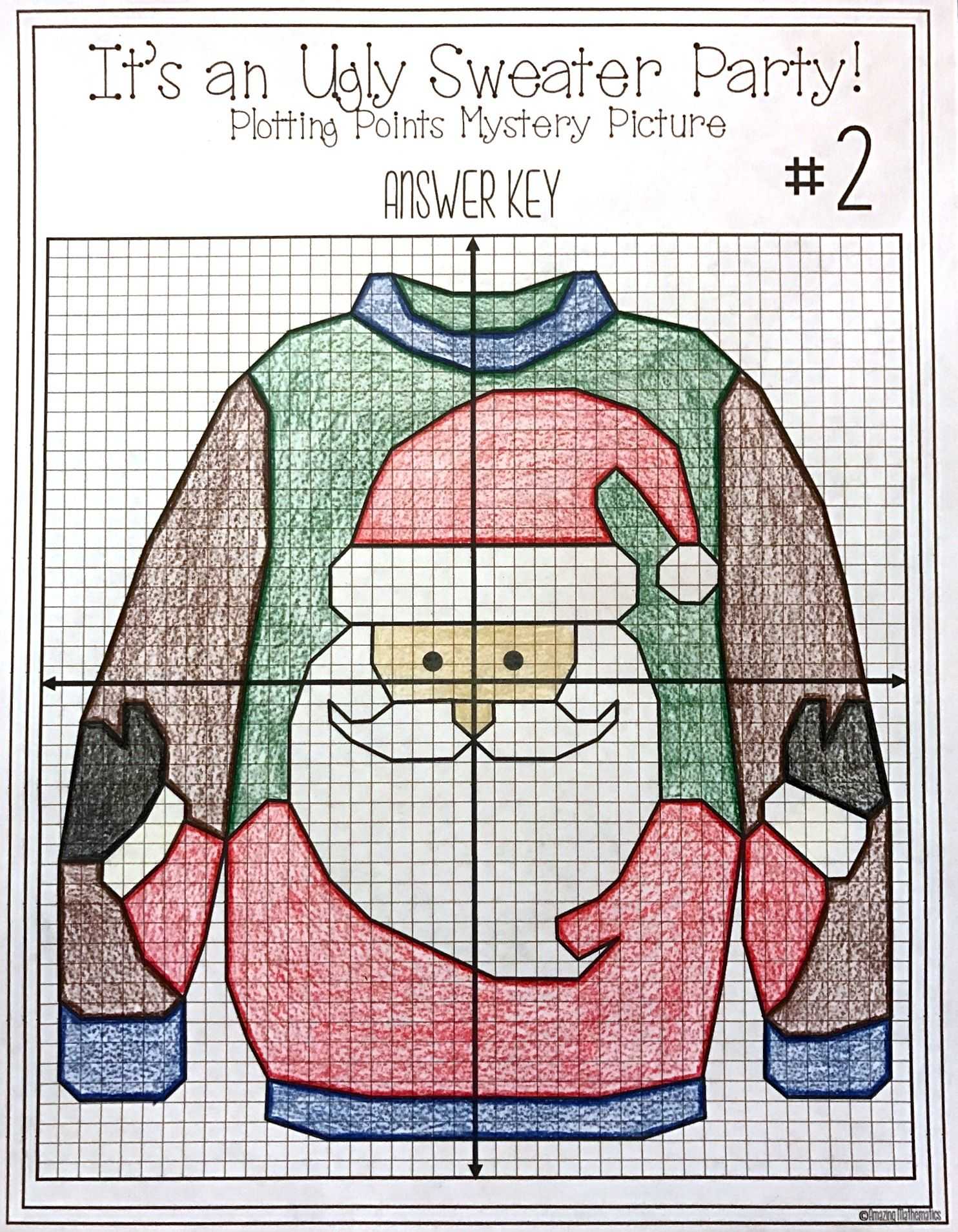 Winter Worksheets for Preschoolers with Christmas Math Activity Ugly Sweaters Plotting Points Mystery