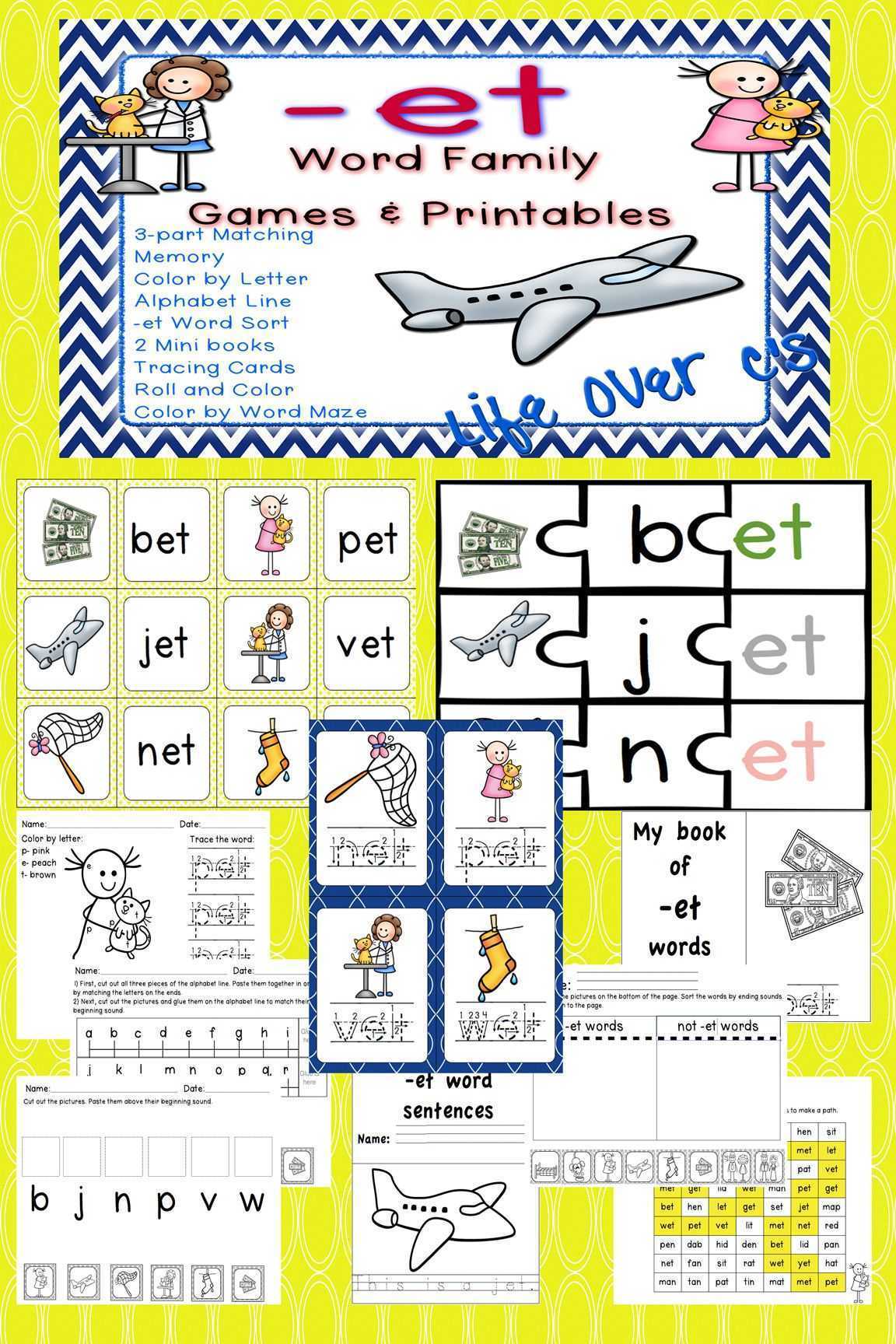 Word Family Worksheets Pdf Along with Et Family Worksheets Worksheet for Kids Maths Printing
