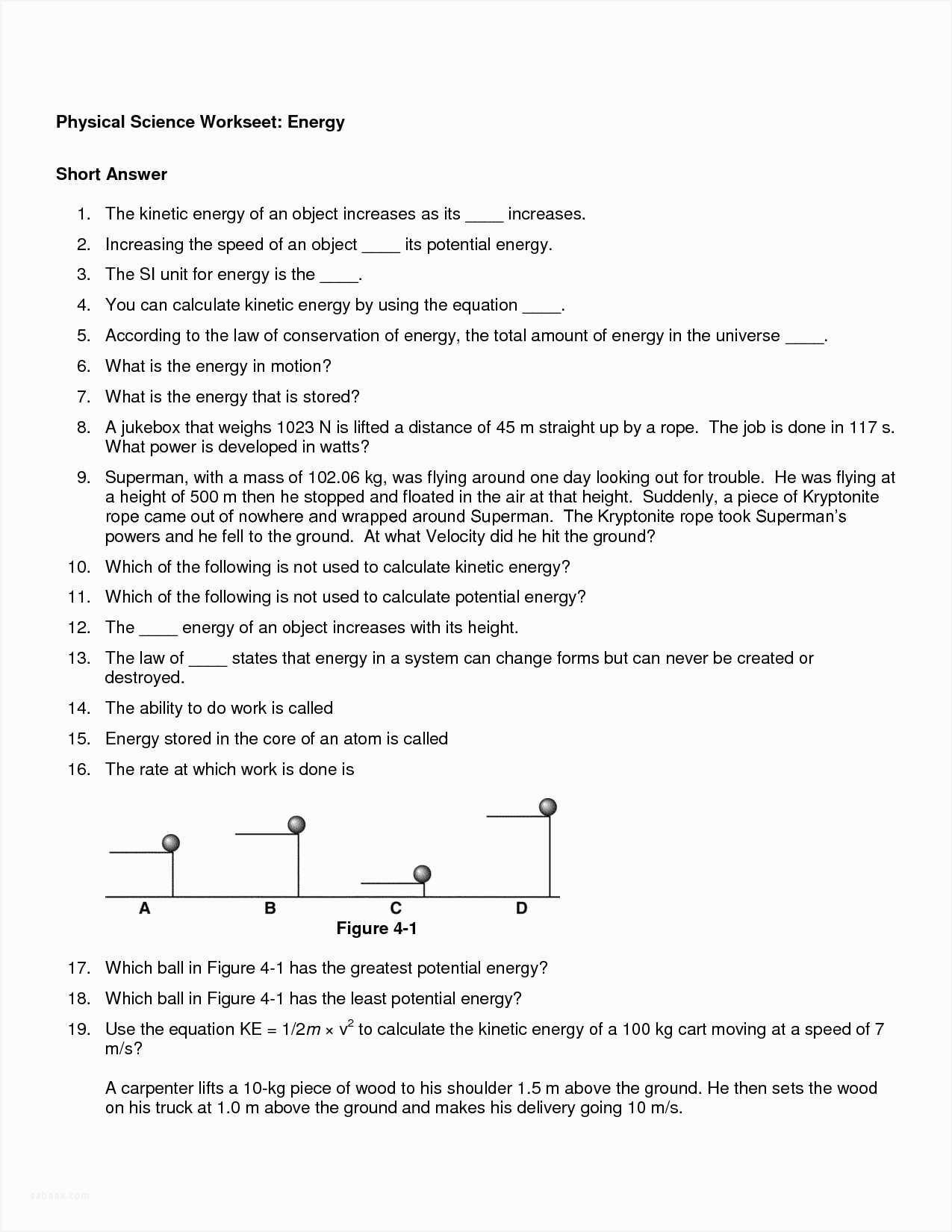 Work Energy and Power Worksheet Answer Key as Well as Smart Potential Vs Kinetic Energy Worksheet Answers – Sabaax