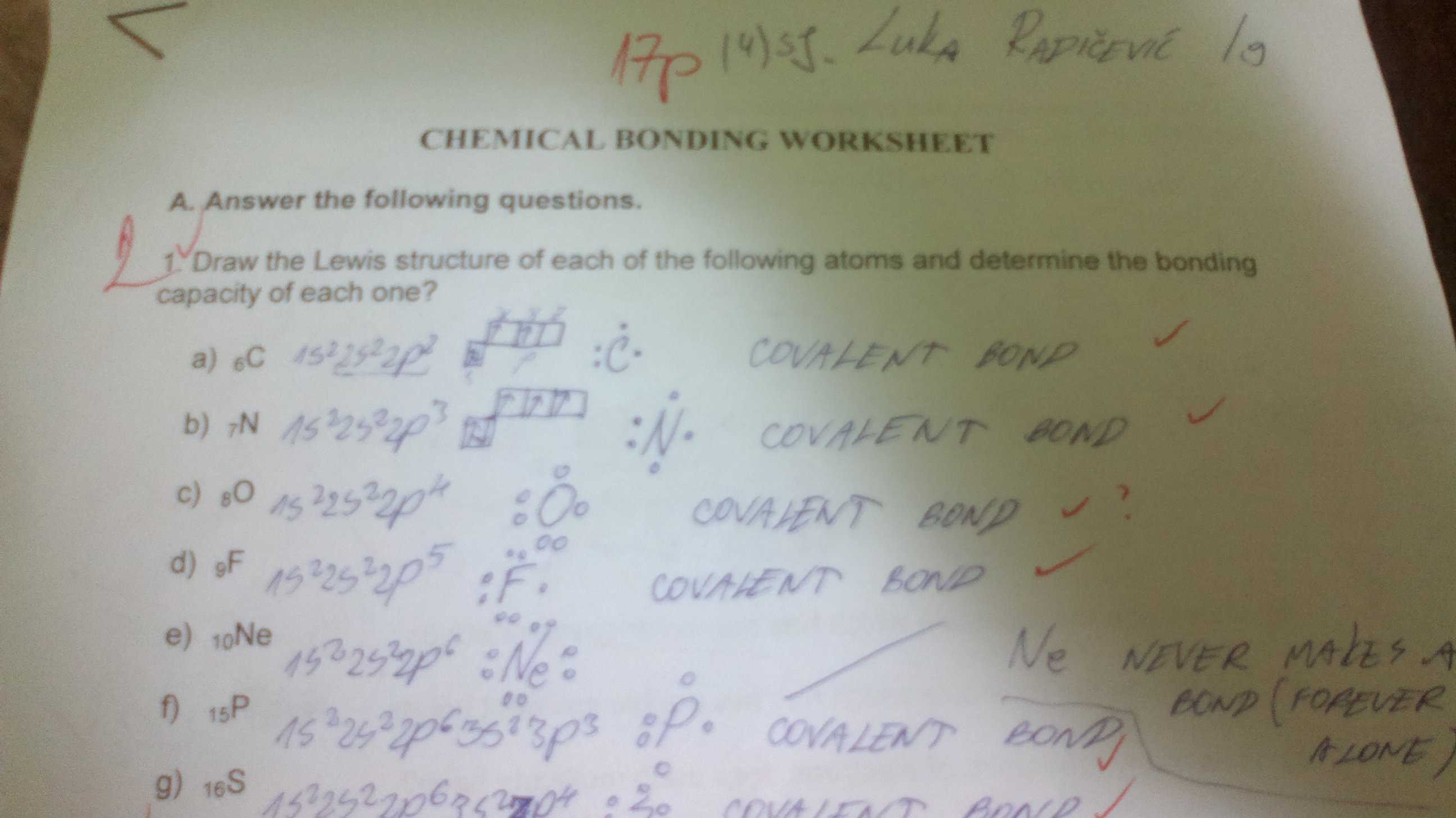 Worksheet Chemical Bonding Ionic and Covalent and December 2013 English by Luka