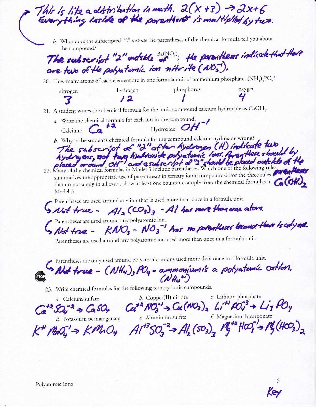 Writing Binary formulas Worksheet or Polyatomic Ionic formulas Worksheet Answers