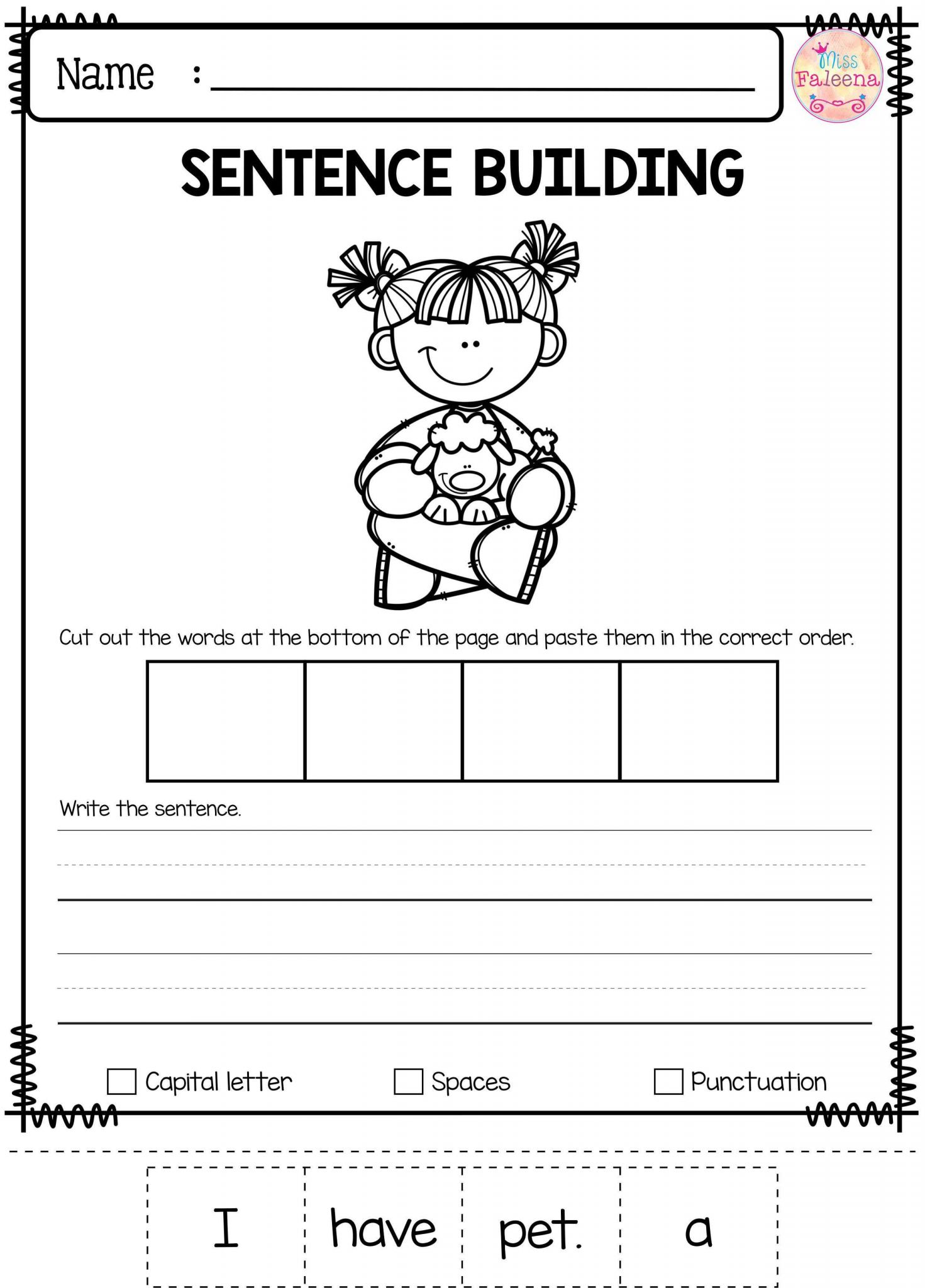 Writing Sentences Worksheets for 1st Grade and Free Sentence Building Has 10 Pages Of Sentence Building