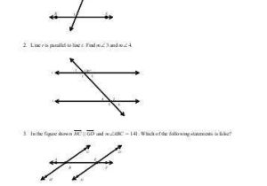 3 1 Lines and Angles Worksheet Answers with Geometry M217 Name Chapter 3 Test Review Date Hour