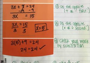 6th Grade Algebra Worksheets with Two Step Equations Interactive Notebook Page