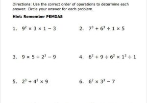 7th Grade order Of Operations Worksheet Pdf as Well as Exponents Worksheet Pdf Dolapgnetband