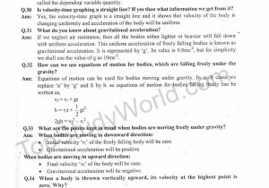 Acceleration Worksheet Answer Key with Kips 9th Class Kinematics Physics Plete Notes with Pdf