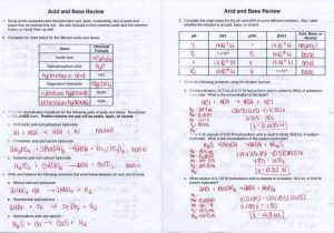 Acids Bases and Ph Worksheet Answers with Acids and Bases Worksheet Answers