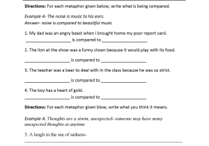 Act English Practice Worksheets Pdf Also Free Printable Simile and Metaphor Worksheets Worksheets for All