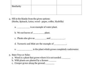 Act Math Worksheets with Environmental Science Evs Plants Worksheet Class Ii