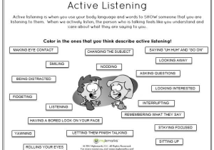 Active Listening Worksheets with Active Listening is A Critical Skill to Learn for Children Parents